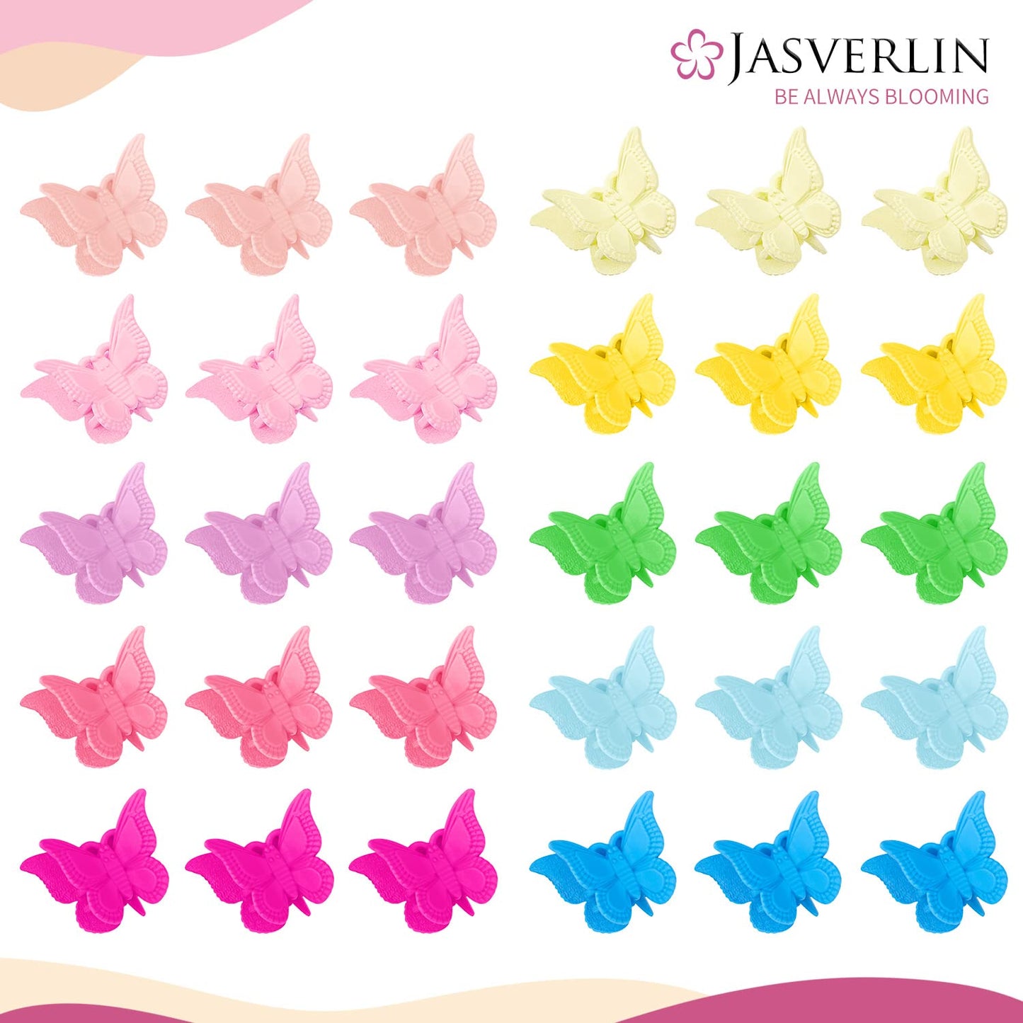 Butterfly Hair Clips, Assorted Color Plastic Mini Cute Hair Clip for 90s Girls Women Kids Butterflies Y2K Festival Accessories 50pcs 10 Colors with Organizer (Solid)