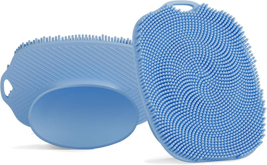 2 PCS Face Scrubber, Soft Silicone Face Exfoliator with Suction Cup for Man and Women Deep Skin Clean, Gentle Facial Cleaning Brush Suitable for All Sensitive Skin (Blue)