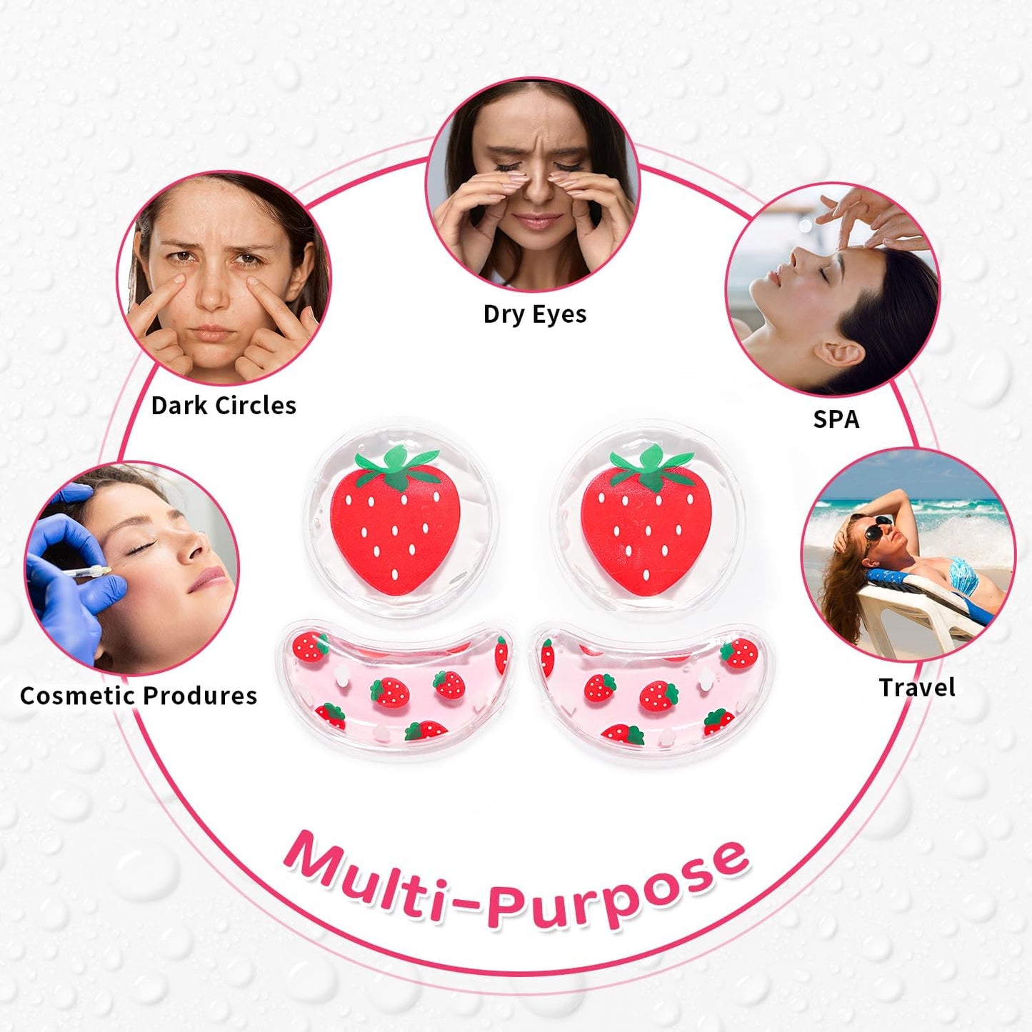 4PCS Gel Eye Ice Pack Set Reusable, Cold and Hot Compress for Eyes, Ice Pack for Eyes, Cooling Eye Pads for Eye Strain, Swelling, Redness, Dark Circles, Puffy Eyes, and Eye Recovery Surgery.