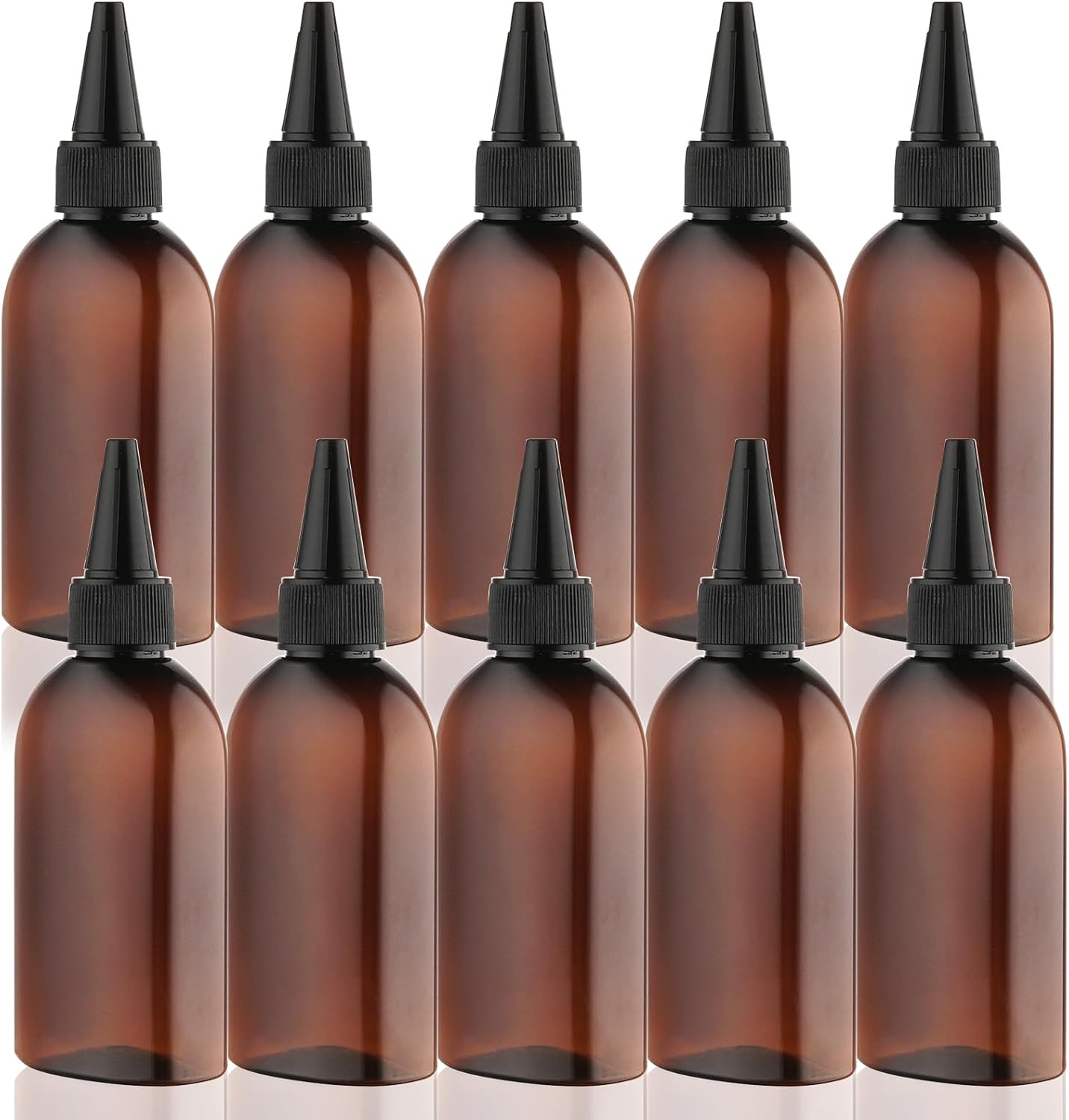 Cosywell Paint Bottles 10Pack 100ml/3.4oz Empty Squeeze Bottles Leak-Proof Refillable Plastic Hair Color Applicator Bottle Paint Storage Containers for Paint Art Crafts Shampoo Liquids(Brown)