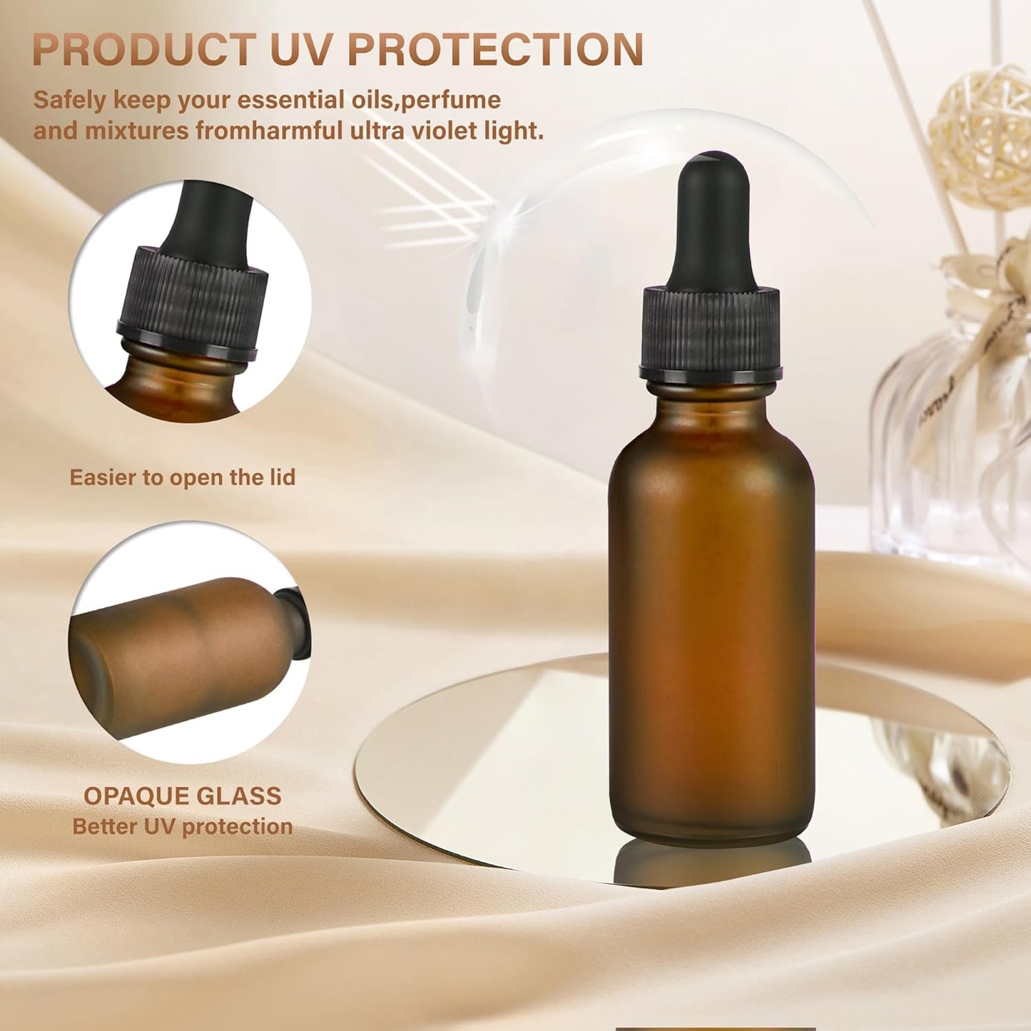 4 Pcs, 1oz Dropper Bottle, Amber Glass Eye Dropper Bottle, Tincture Bottles with Dropper, Pretty Finish, Leak-Proof Design, Stronger Suction for All Kinds of Mixed Liquids