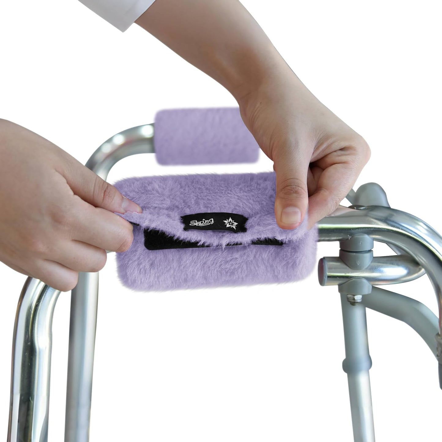 SPRING SEAON Walker Hand Pads Fluffy Walker Handle Cushions Non-Slip Universal Walker Grips Padded Hand Covers Soft Pads for Walkers for Seniors Walker Pads for Handles Folding Rolling Wheelchair, Rollator Handle, Elderly Grippers 2 Pack