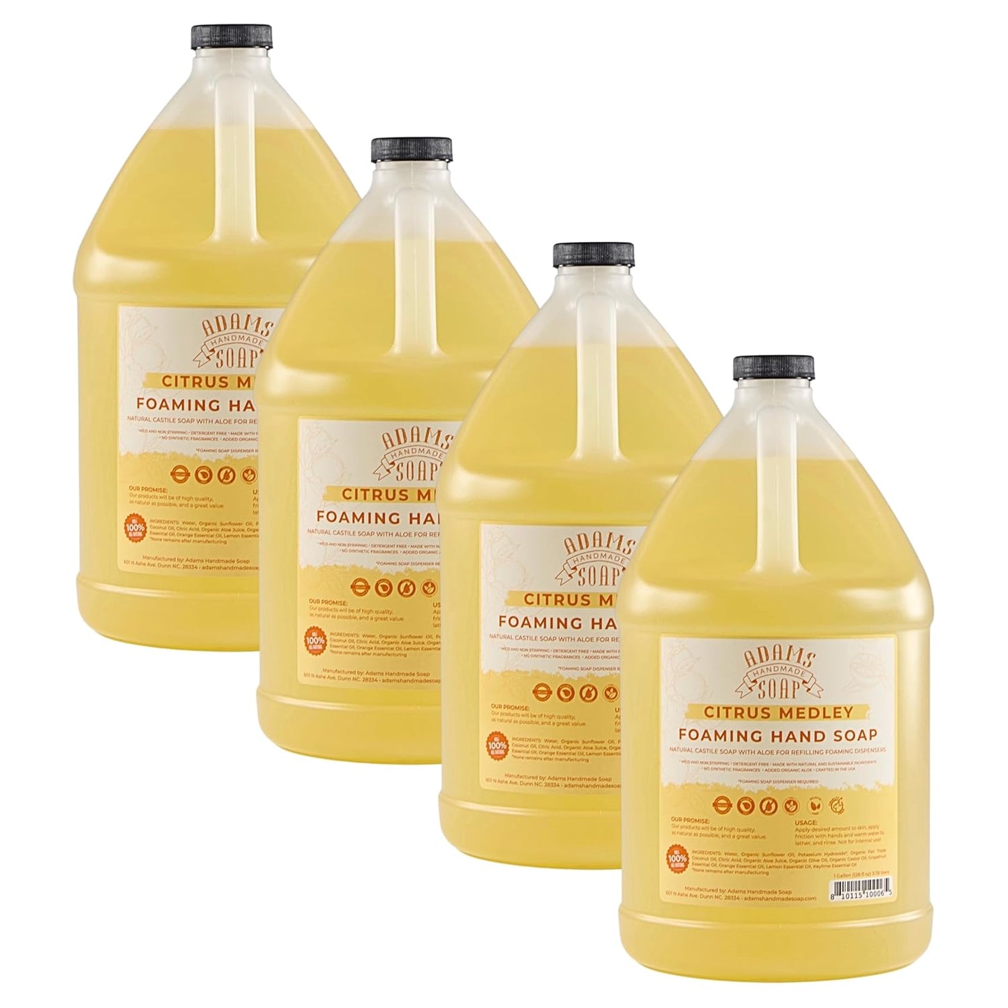 Adams Handmade Soap Liquid Foaming Soap 1 Gal - Citrus Medley (Pack of 4)