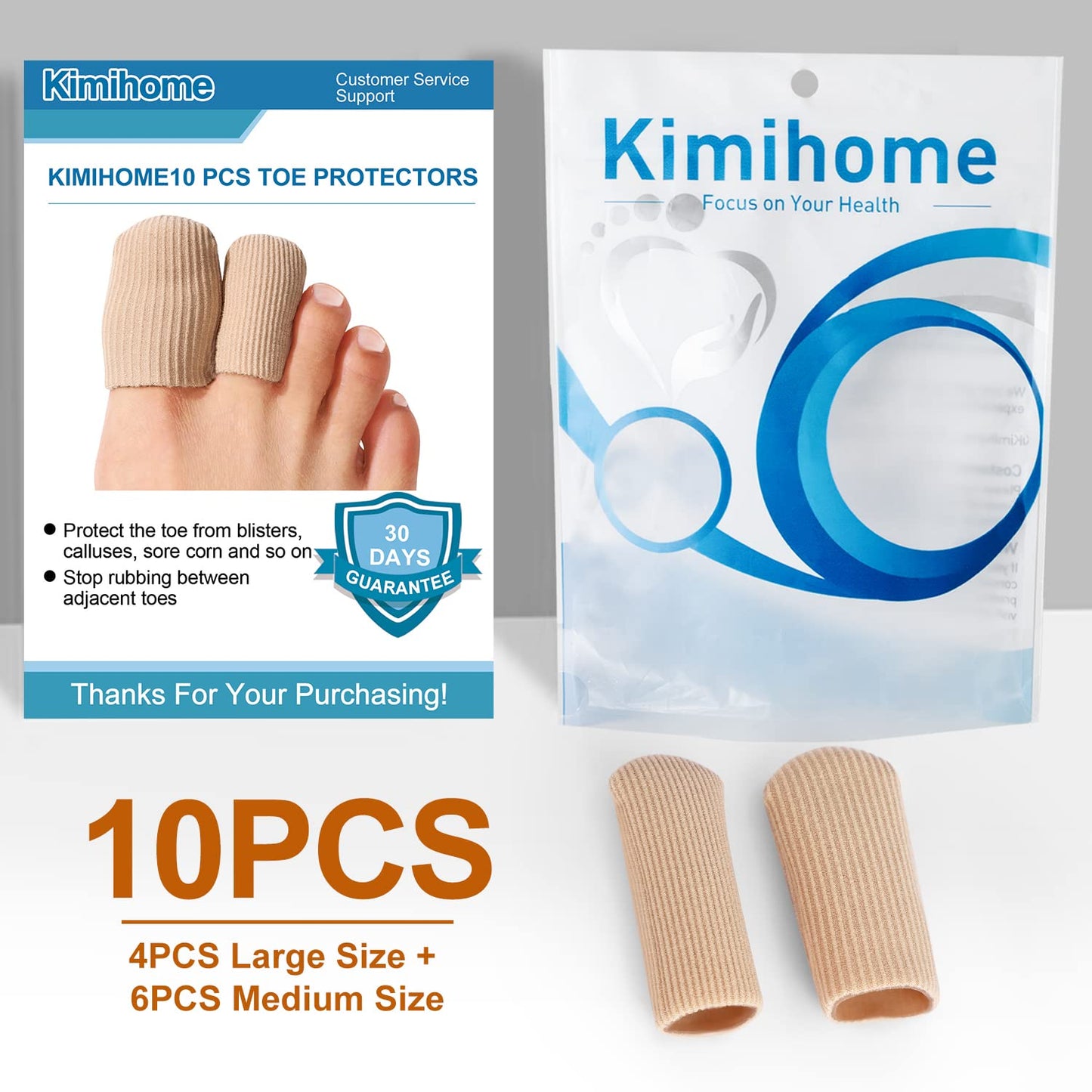 10 PCS Gel Toe Caps Closed Toe Surface Fabric Sleeve Protectors, Silicone Toe Sleeve Cushions and Protects, Provide Relief for Corns, Blisters and Calluses Protect (10)