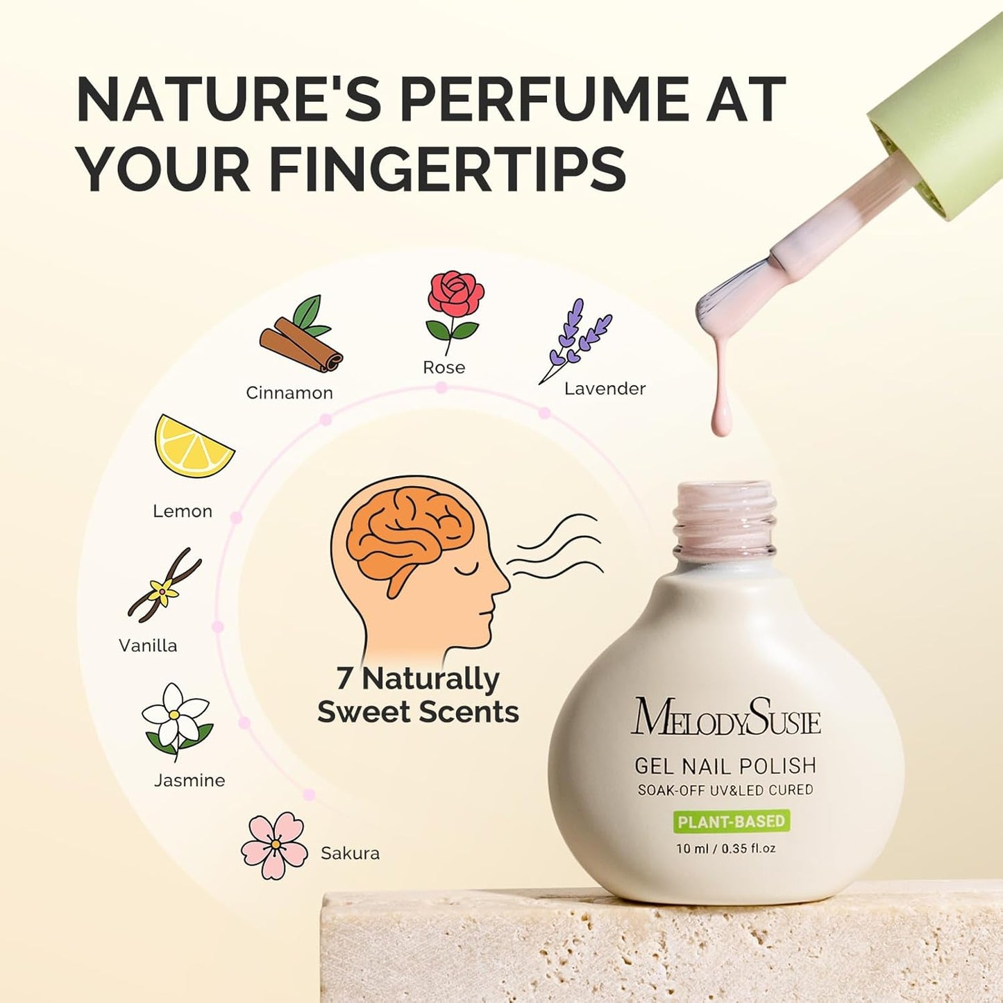 MelodySusie Plant Based Gel Nail Polish Set,Top Toat and Base Coat,Classic Basic Colors Hema Free,Soak Off UV LED Gel Polish Nail Art Manicure Salon DIY at Home 8Pcs