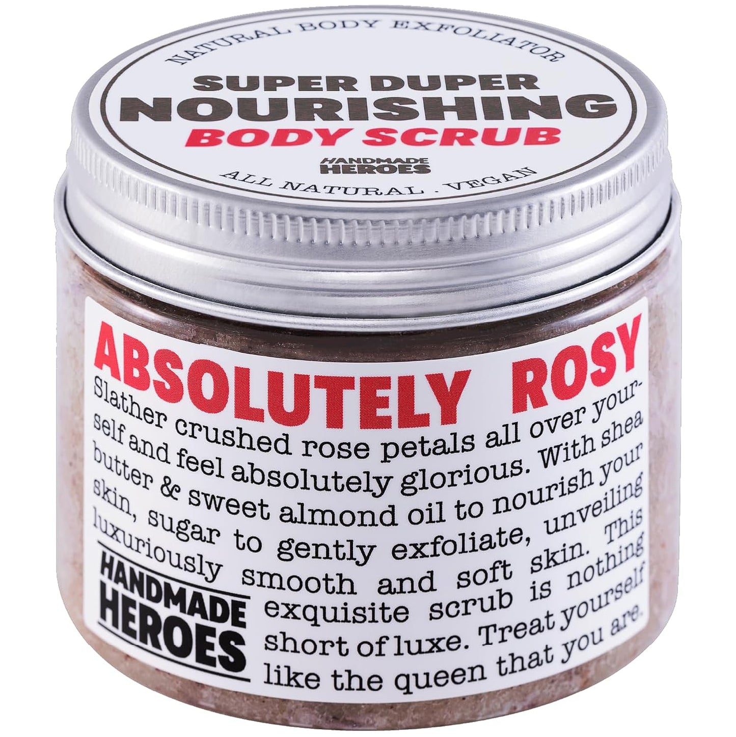 Rose Petal Scrub Foot & Body Exfoliator Infused with Vitamin E and Rose Natural Exfoliating Sugar Body Scrub for Toning Cellulite Skin Care by Handmade Heroes