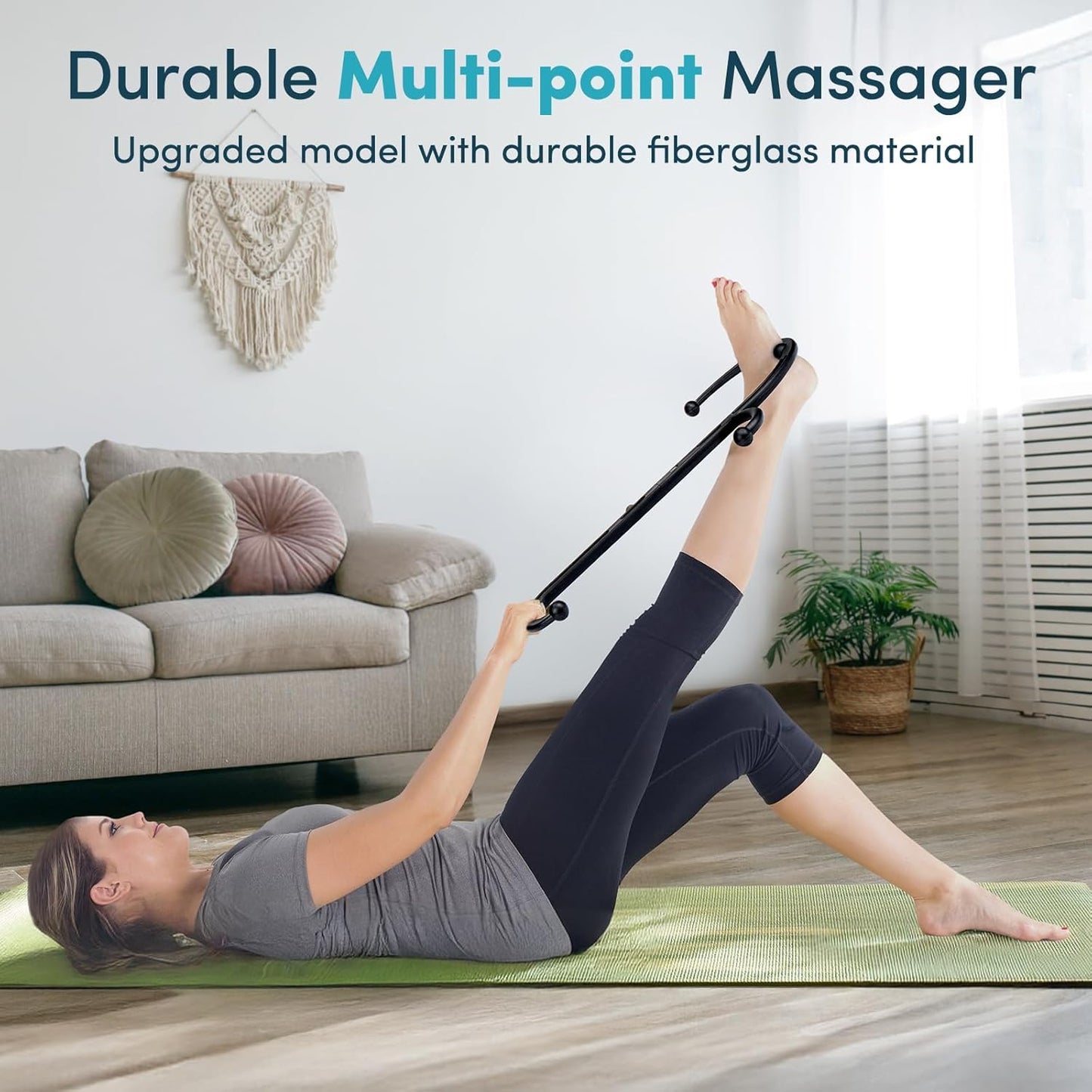 Lifelong Trigger Point Massage Tool for Pain Relief Deep Tissue, Full Body Handheld Massage Stick Hook Back Neck Shoulder Multi-Pressure Point Massager Cane for Women & Men, Black