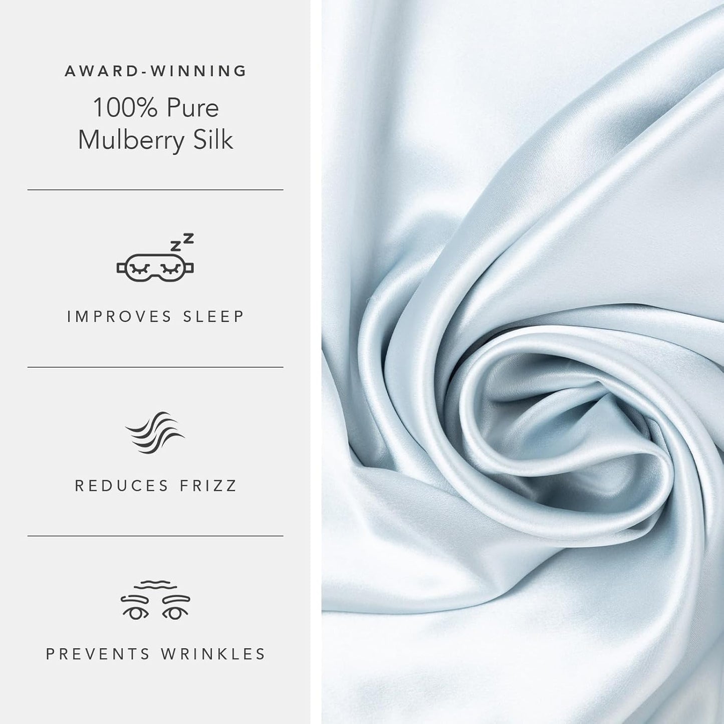 Fishers Finery 25mm 100% Pure Mulberry Silk Pillowcase (Blue Standard)