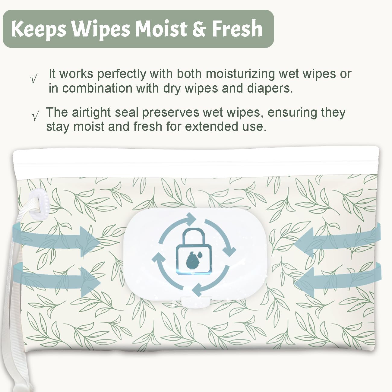 Baby wipes dispenser，portable baby wipes holder for outdoor, Refillable baby wipes container, on the go wet wipe pouch for travel, resuable wipes dispenser for hiking (sage)
