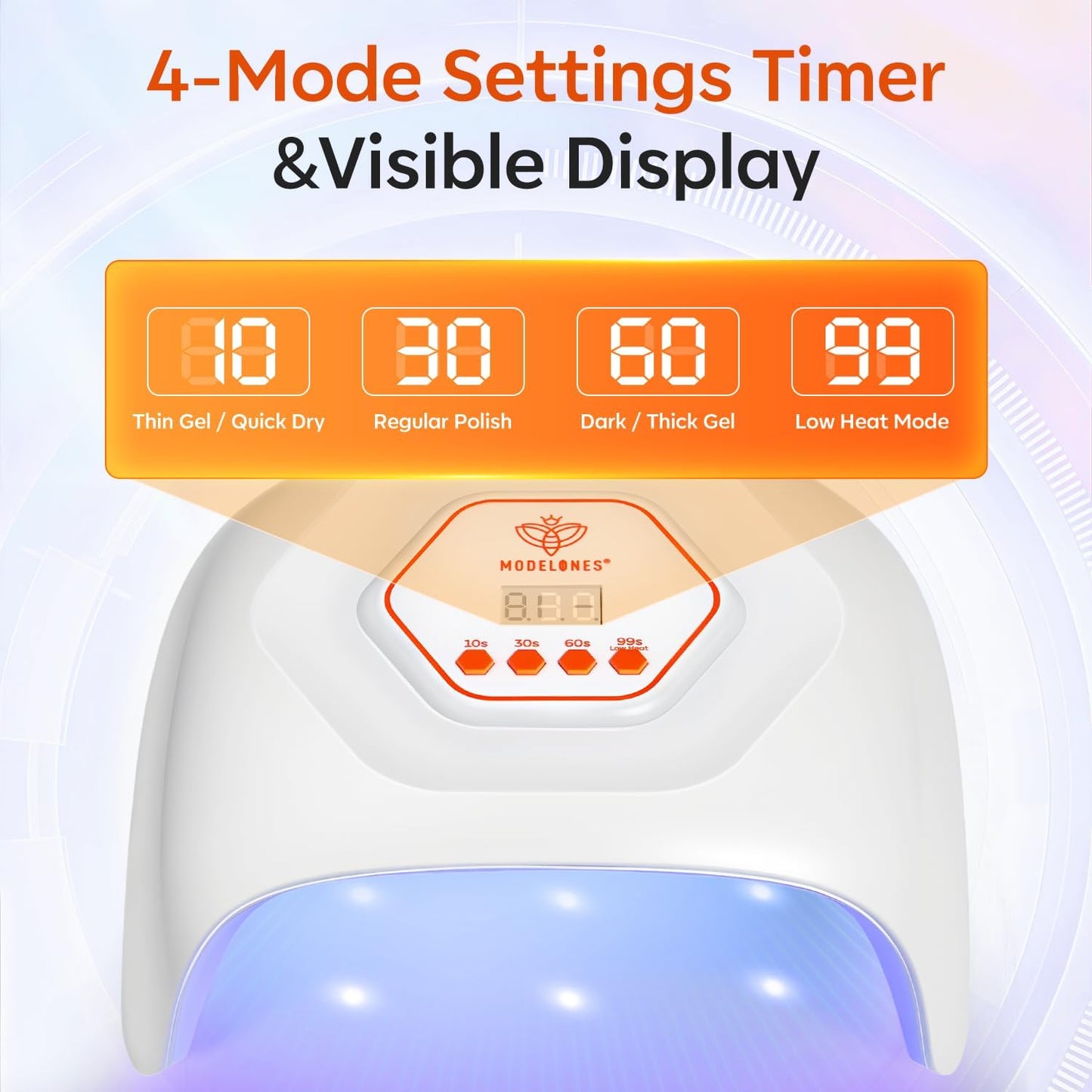 Modelones UV Nail Lamp for Gel Polish, UV Light Gel Nails Fast Curing with 4 Timer Smart Sensor LED Nail Dryer Nail Art Tools Manicure Kit Starter Friendly