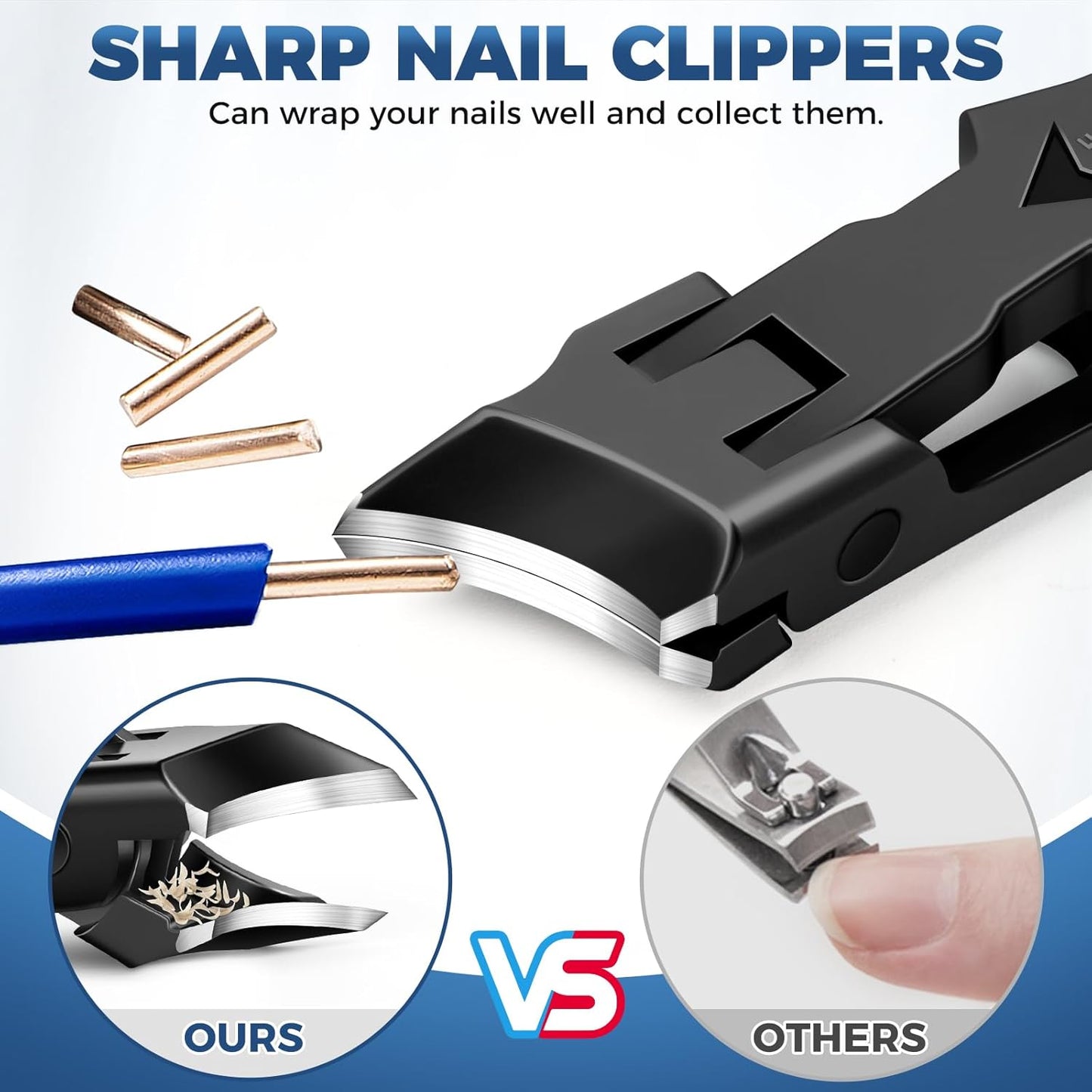 Toenail Clippers for Thick Toenails, Wide Jaw Opening Nail Clippers for Men, Heavy Duty Ingrown Toenail Clippers Nail Cutters, Long Handle Ultra Sharp Slanted Toe Nail Clippers