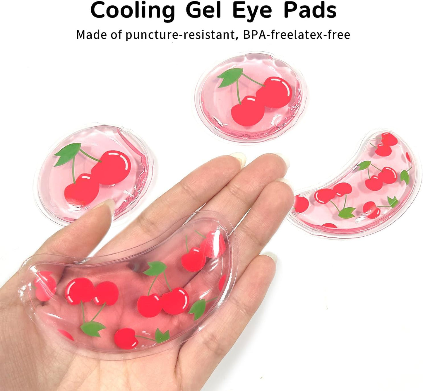 4PCS Gel Eye Ice Pack Set, Cold & Hot Compress, Reusable Cooling Gel Pads for Strain Relief, Relaxation, SPA and Sleep(Cherries)