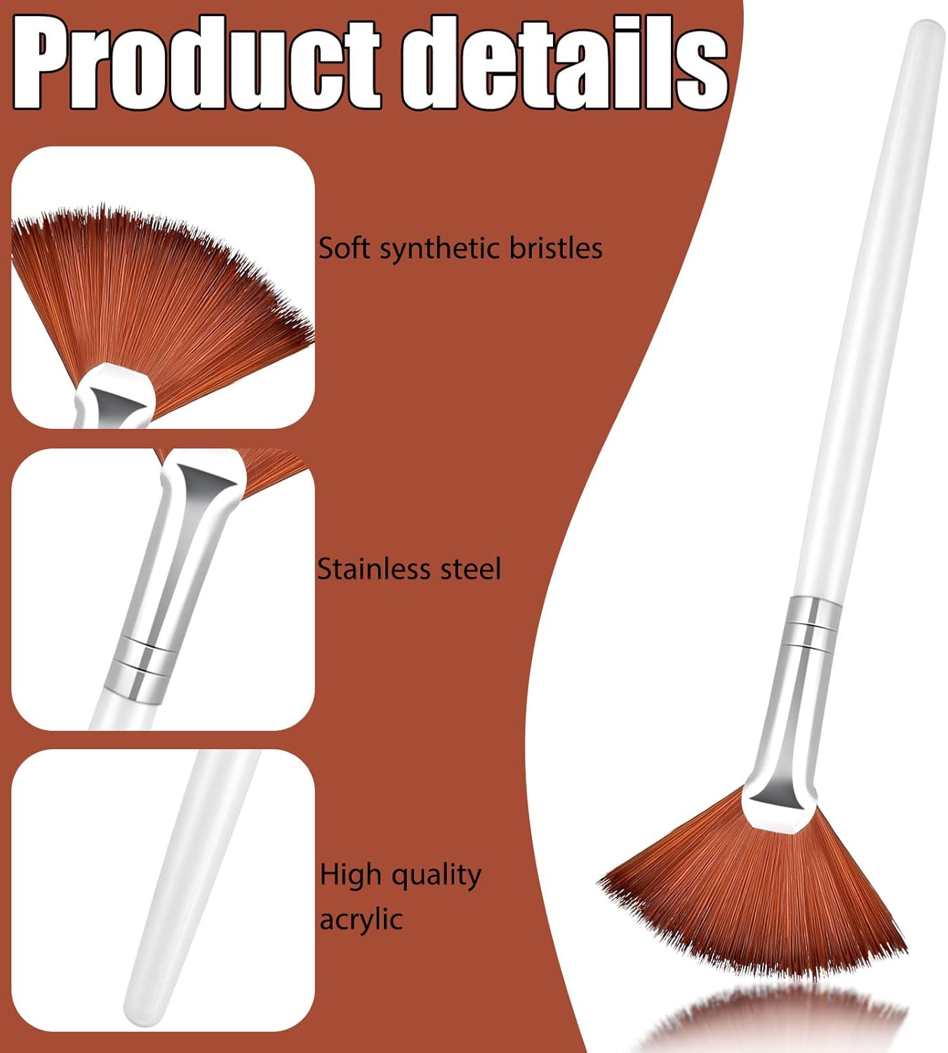 Patelai 14 Pieces Fan Brushes Applicator, Mask Brushes for Facial Makeup Tools for Face Cosmetic(Brown)