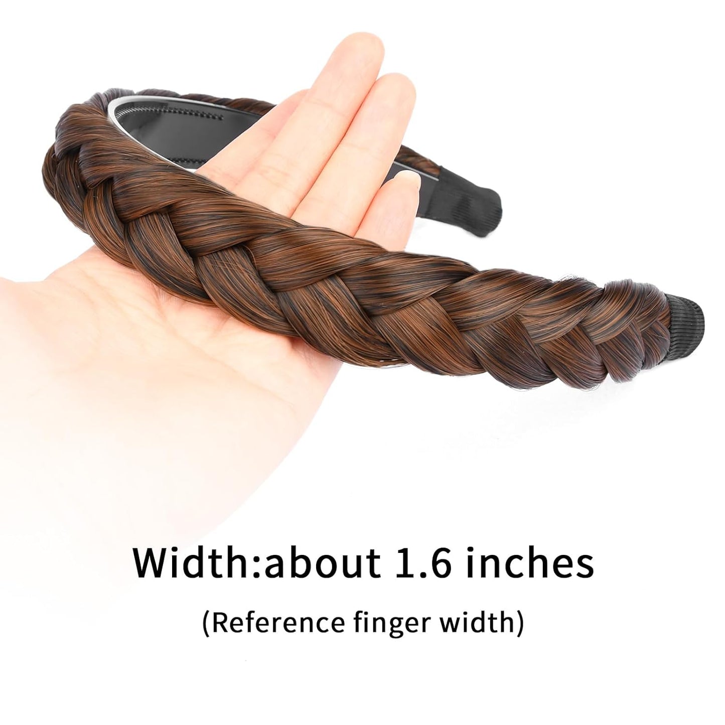 DIGUAN Width 0.9 inches Synthetic Hair Plaited Headband Braid With Teeth Hair Band Accessories for Women Girl (Dark Copper)