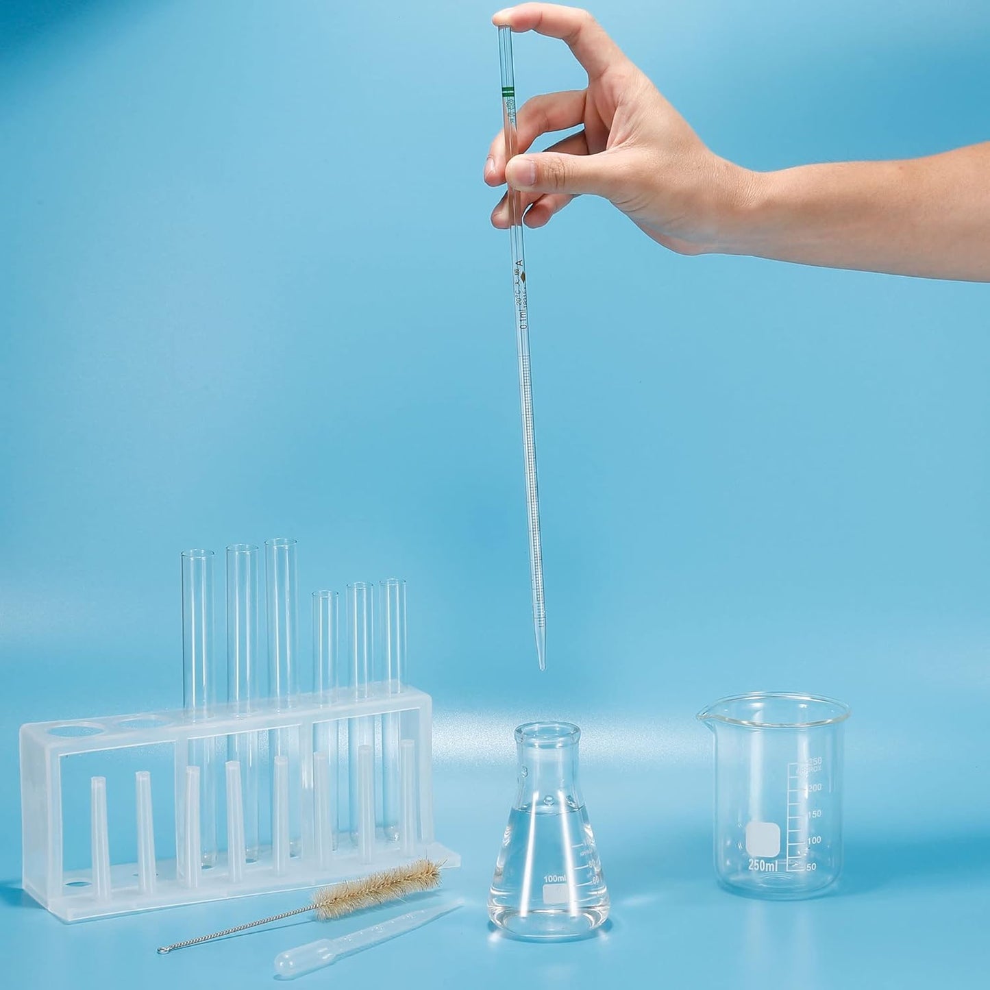 PATIKIL Graduated Dropper Pipettes, 1 Pcs 2ml Reusable Borosilicate Glass Pipette for Transfer Liquid for Laboratory, Chemistry, Clear