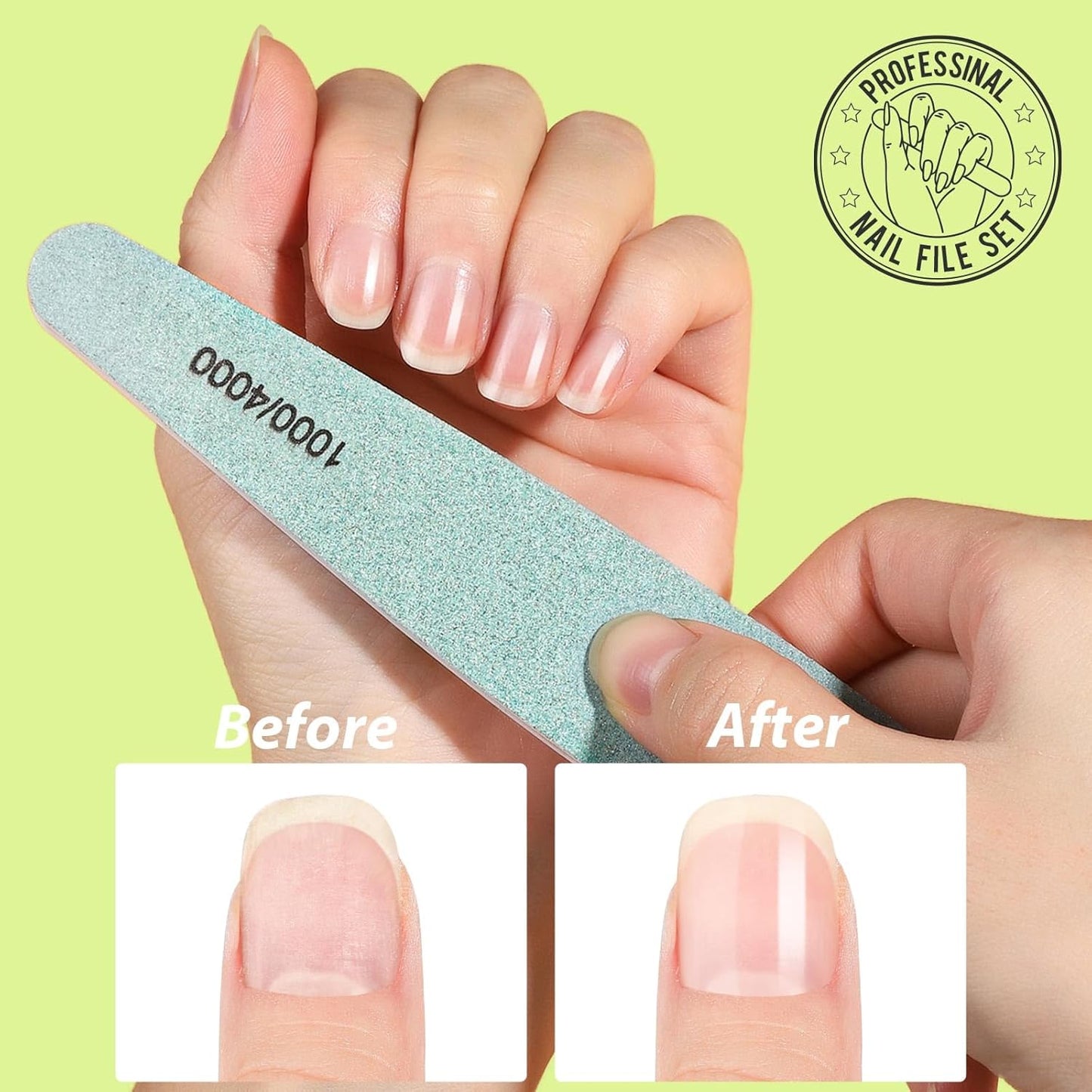 Teenitor 12pcs Nail Files and Buffers, Nail File Nail Buffer Block for Women, Emery Boards for Nails Nail Buffer and Shine Kit, Fingernail Files 100/180 Grit Nail Files for Natural Nails