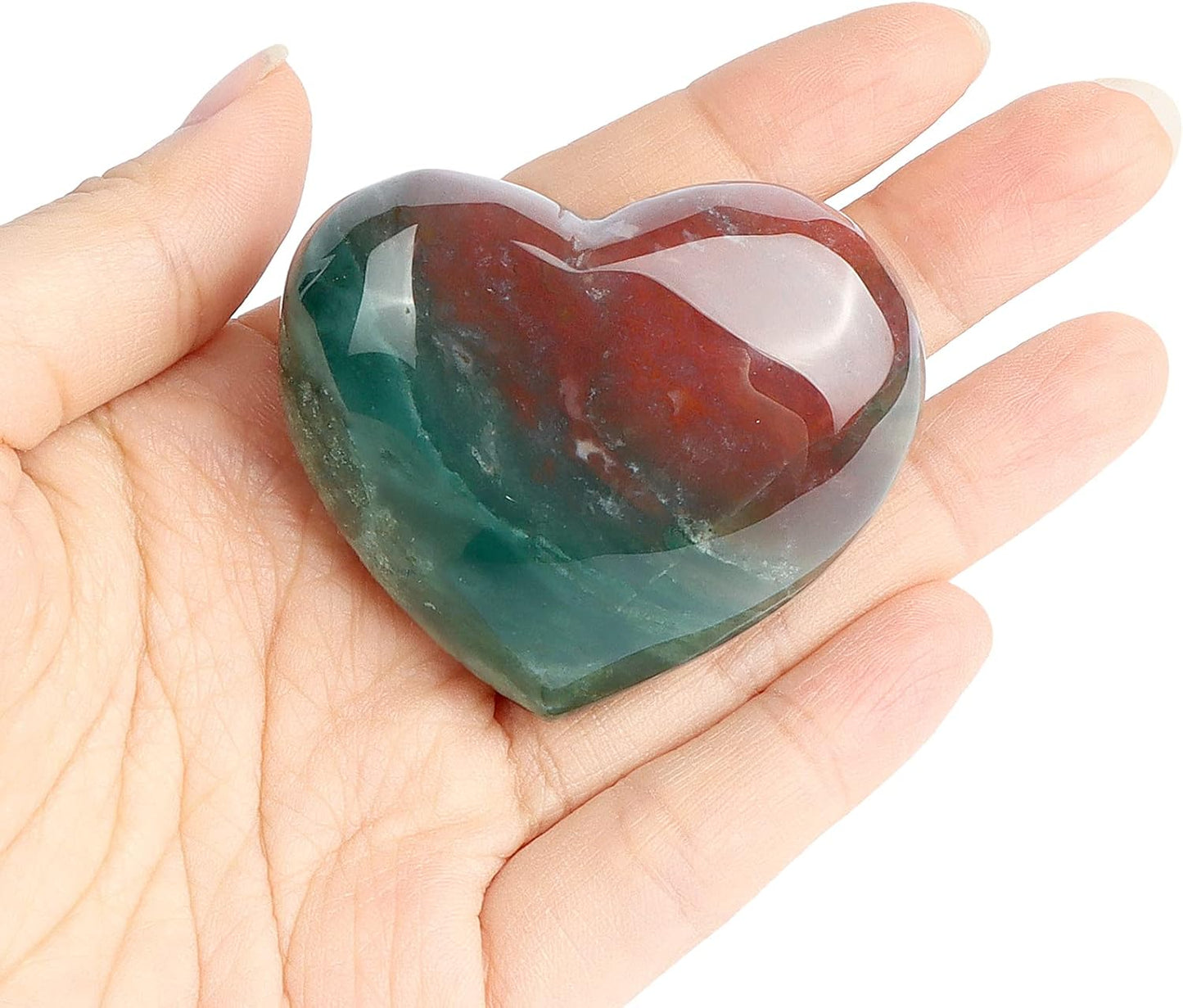 Artistone Ocean Jasper Crystal Heart Gemstone Healing Crystals Natural Heart Shaped Love Stones Carved Palm Worry Stone Chakra Energy Balancing Meditation Good Luck Christmas Decorations 2inch