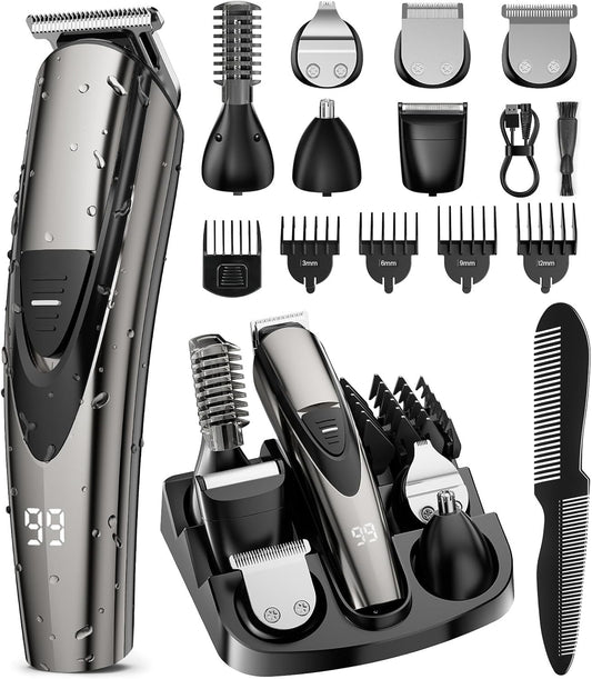 SHPAVVER Beard Trimmer for Men: Professional Barber Hair Clippers - 16-in-1 Cordless Grooming Kit - Waterproof Electric Razor with Turbo Speed & Precision Blades