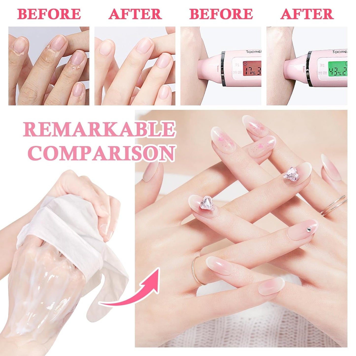 Hands Mask Moisturizing Gloves, 6PCS Hydrating Hand Peel Masks Exfoliating Gloves for Dry, Cracked, Rough, Aging Hands, Lightweight Soft Hands Mask Moisturizer Gift Set for Women Men (B)