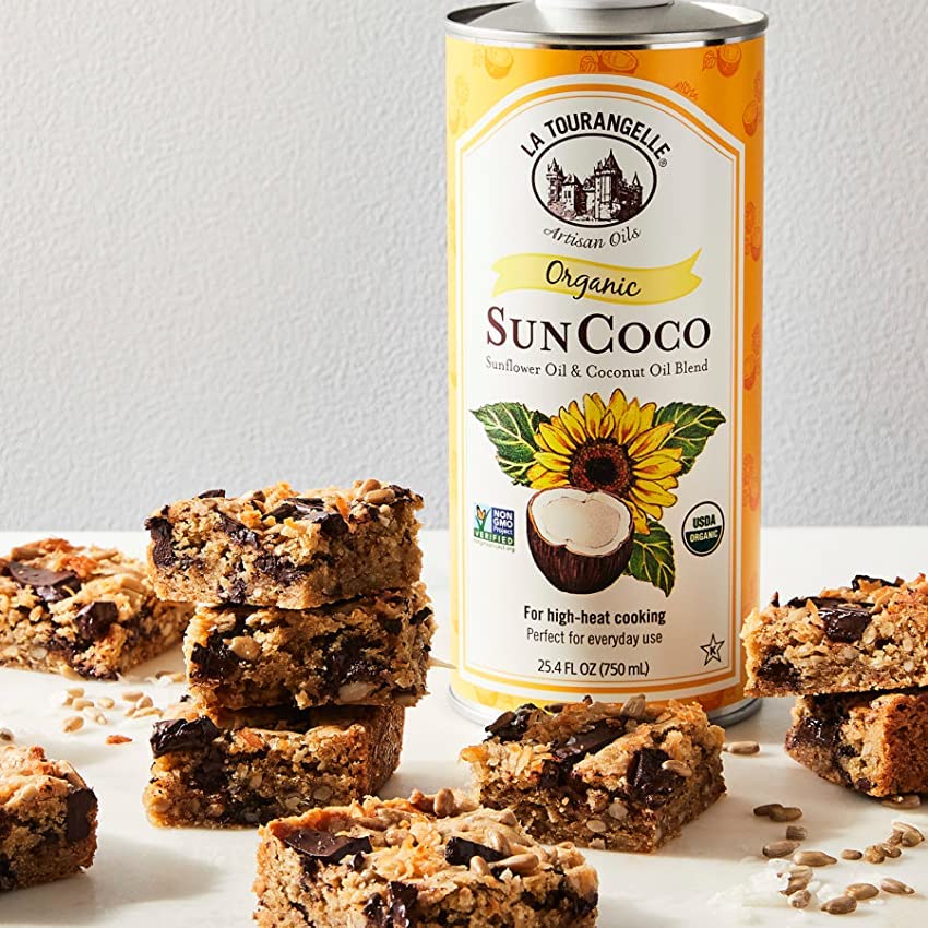 La Tourangelle, Organic Sun Coco Oil, Unique Blend of Organic High-Oleic Sunflower Oil and Organic Refined Coconut Oil, Heat Heat Cooking and DIY Beauty, 169 fl oz