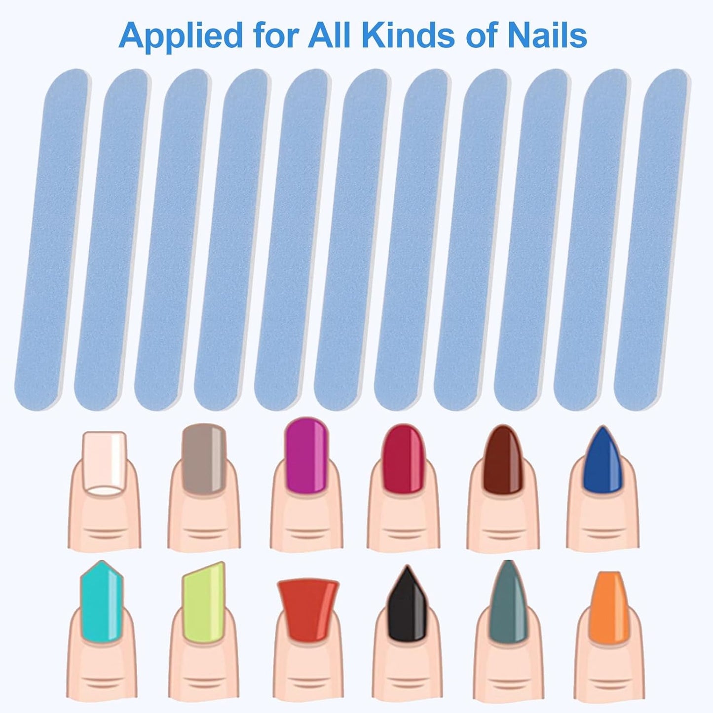 Mini Nail Files Bulk (100 Pcs), Double Sided Emery Board Nail File for Nature Nails, Manicure Tool Set Disposable Colorful Nail File for Home Salon Use Travel Size Men Women Kids Wood Board