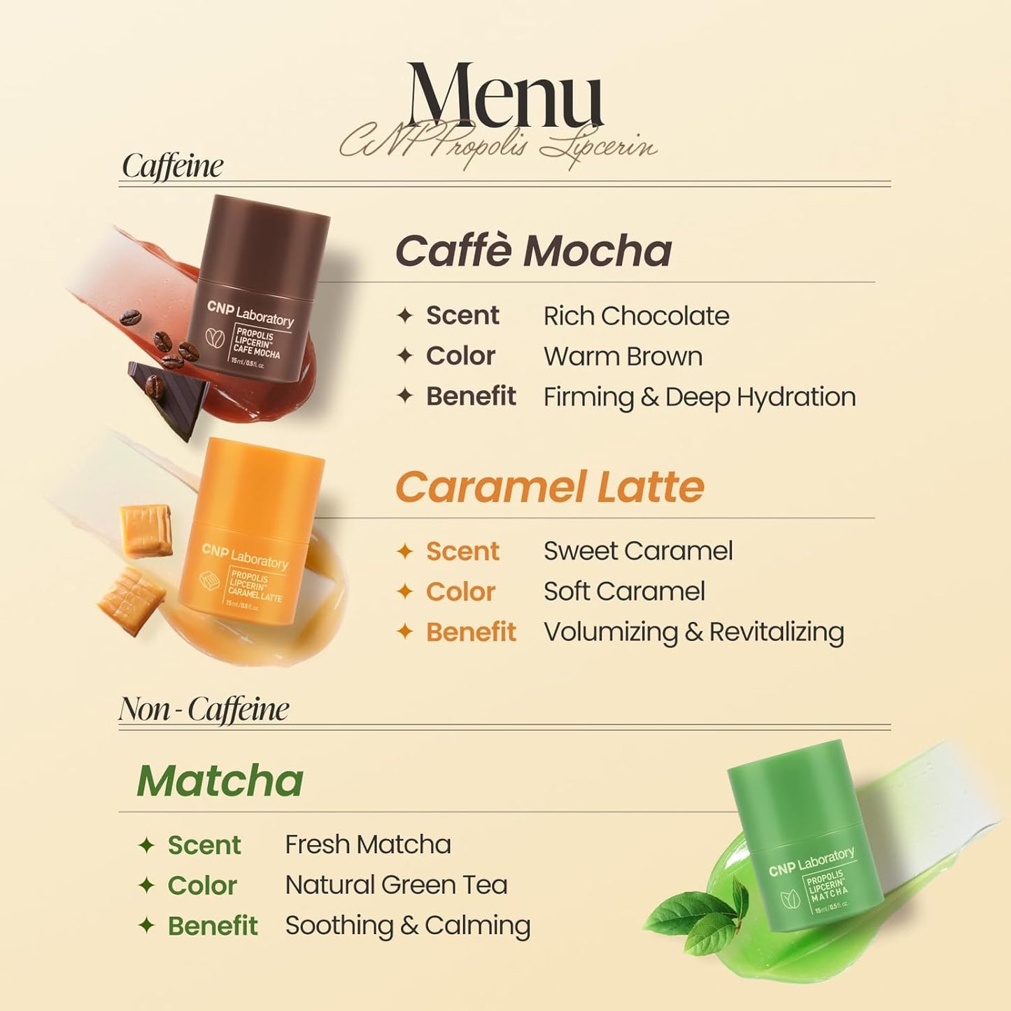 CNP Café Lip Butter - Propolis Lipcerin™ 06 Caramel Latte, Hydrating Overnight Manuka Lip Balm & Mask, 12hr Long-lasting Moisture, Korean Skin Care, 0.5 fl.oz.