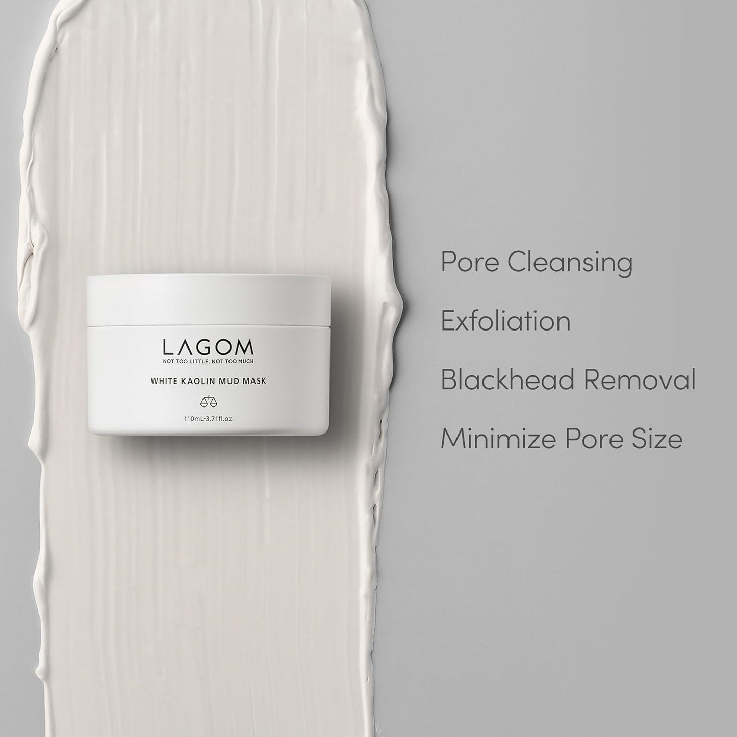 LAGOM White Kaolin Mud Mask for Blackhead Care, Purifying Pore, Dermatologically Tested, for Makeup Boosting 3.3 Fl Oz