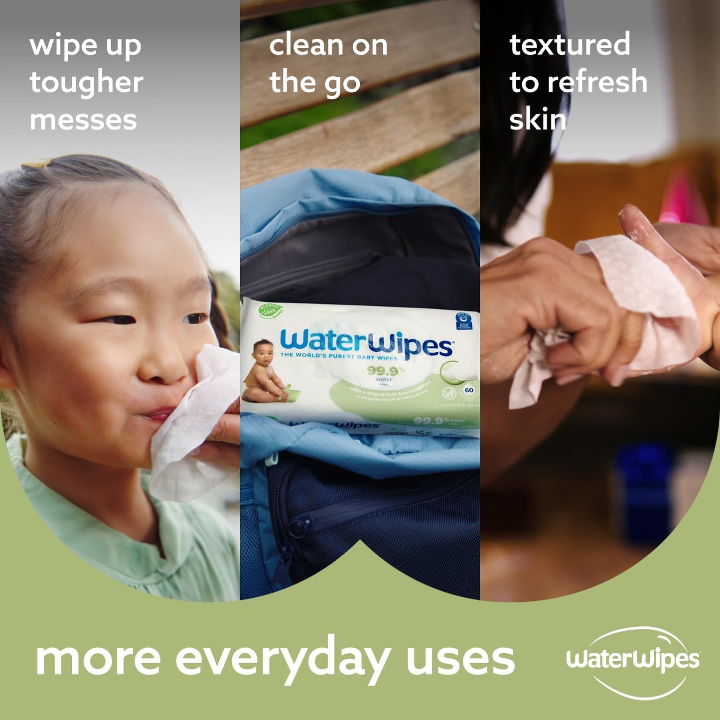 WaterWipes Sensitive+ Baby & Toddler Wipes, 3-In-1 Cleans, Cares, Protects, 99.9% Water, Textured Clean, Unscented & Hypoallergenic, 240 Count (4 Packs)