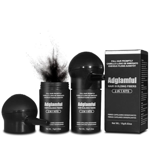 2PCS Hair Fibers for Thinning Hair, Hair Building Fibers Powder Set, Instant Coverage Bald Spots Hair Loss for Men & Women with Spray Applicator (Dark Brown, 15g*2)