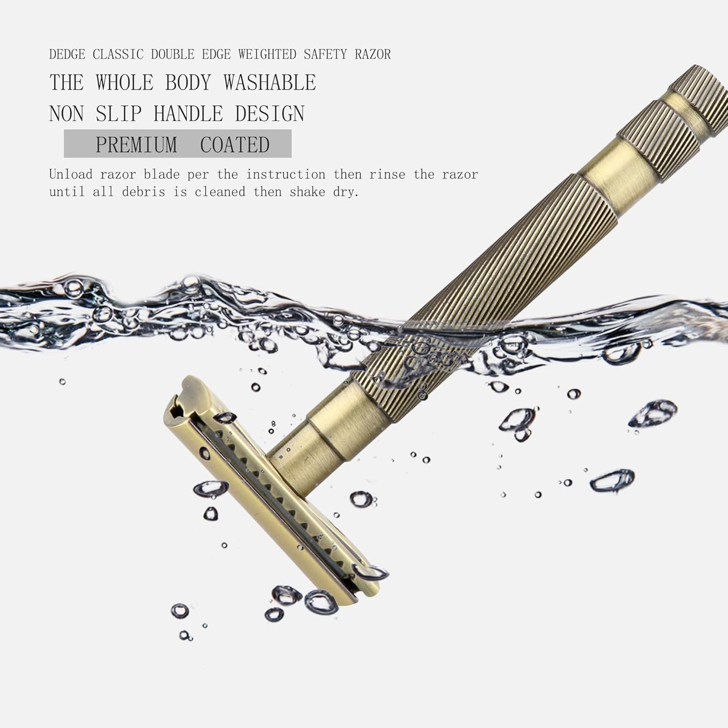 DEDGE Classic Double Edge Safety Razor Single Blade Razor For Men-Reusable Razor-With 5 Premium Razor Blades -Bronze