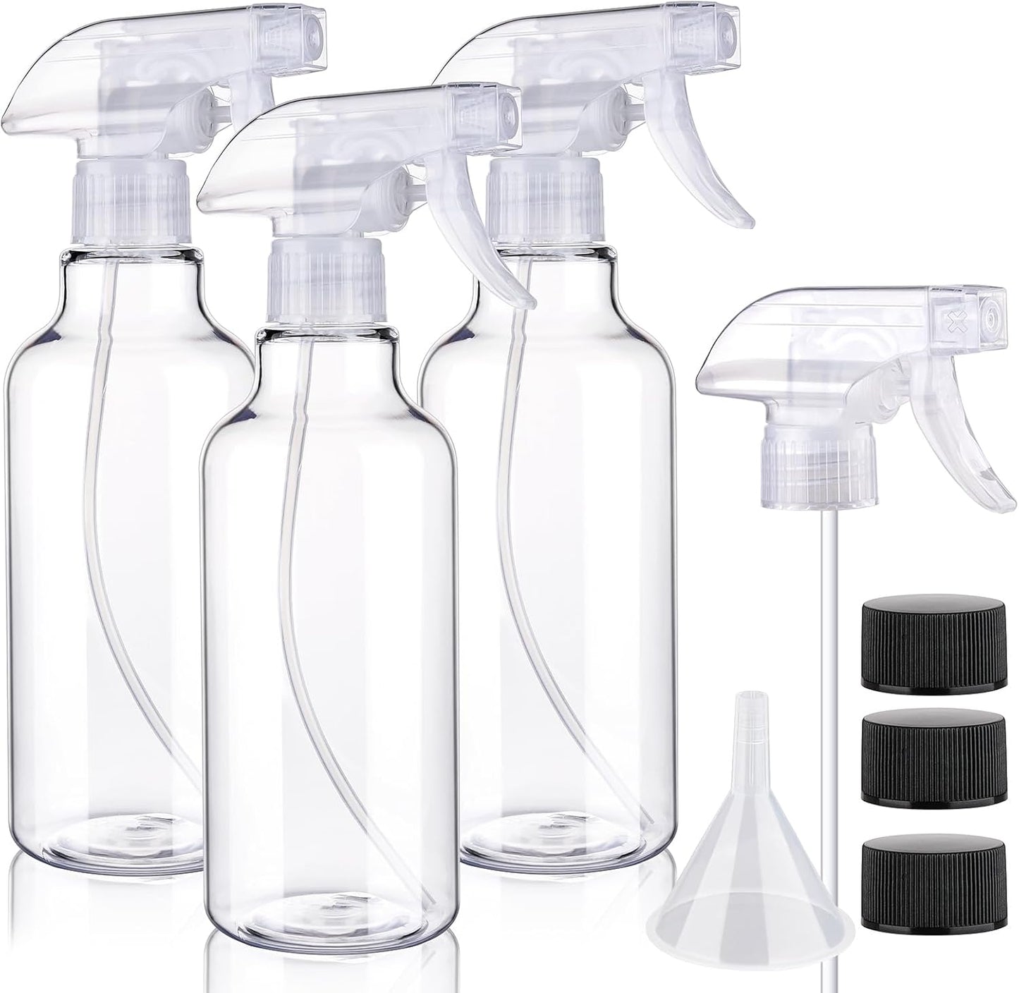 3 Pack Plastic Spray Bottles Empty Spray Bottle 10oz/300ml Heavy Duty Spraying Bottles Mist/Stream Water Bottle for Cleaning Solutions, Essential Oils, Hair (clear)