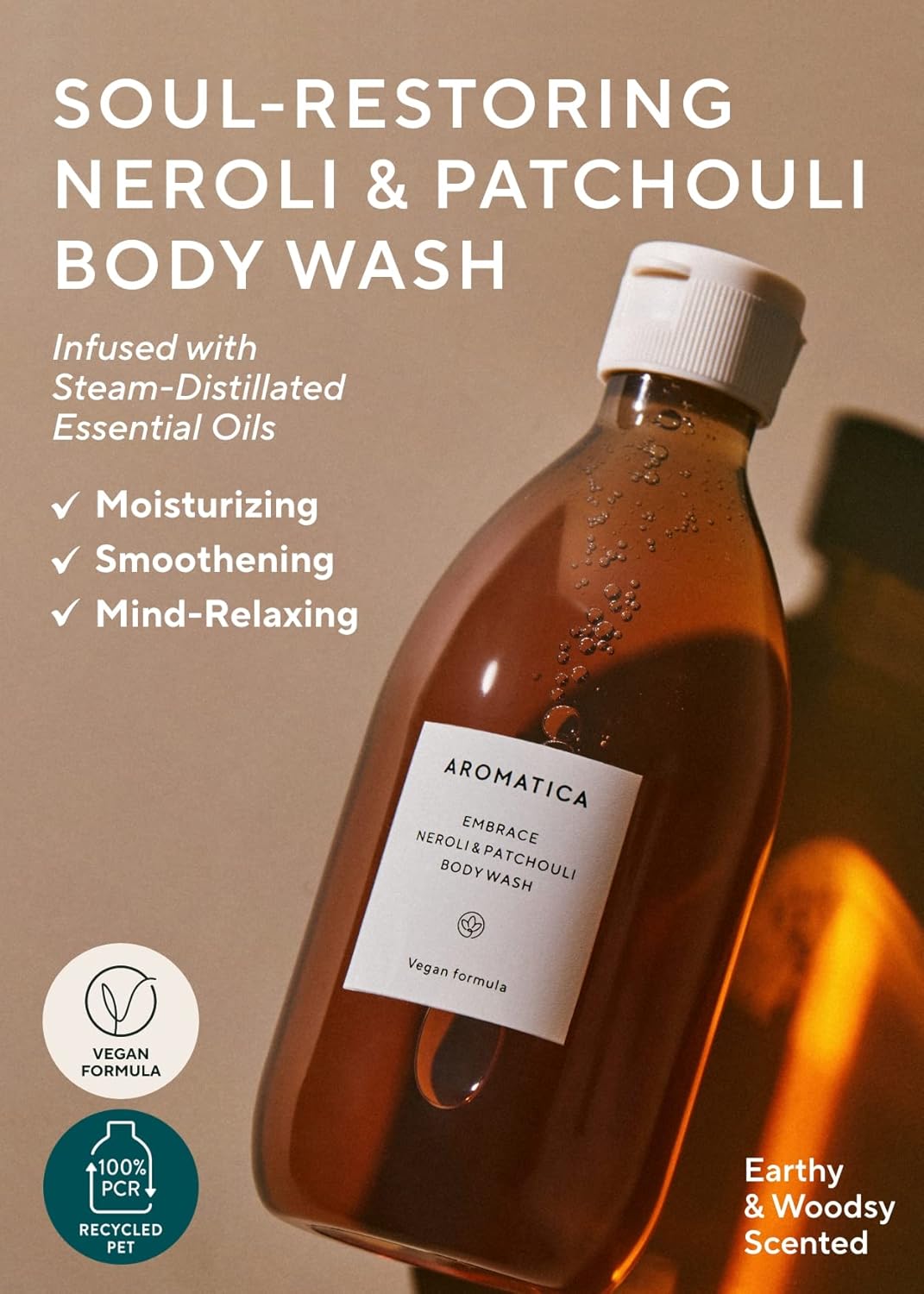 AROMATICA Embrace Body Wash Neroli & Patchouli 10.14fl.oz./300ml - Floral Body Wash for Women | Relaxing Your Body & Mind | Vegan, Sulfate Free