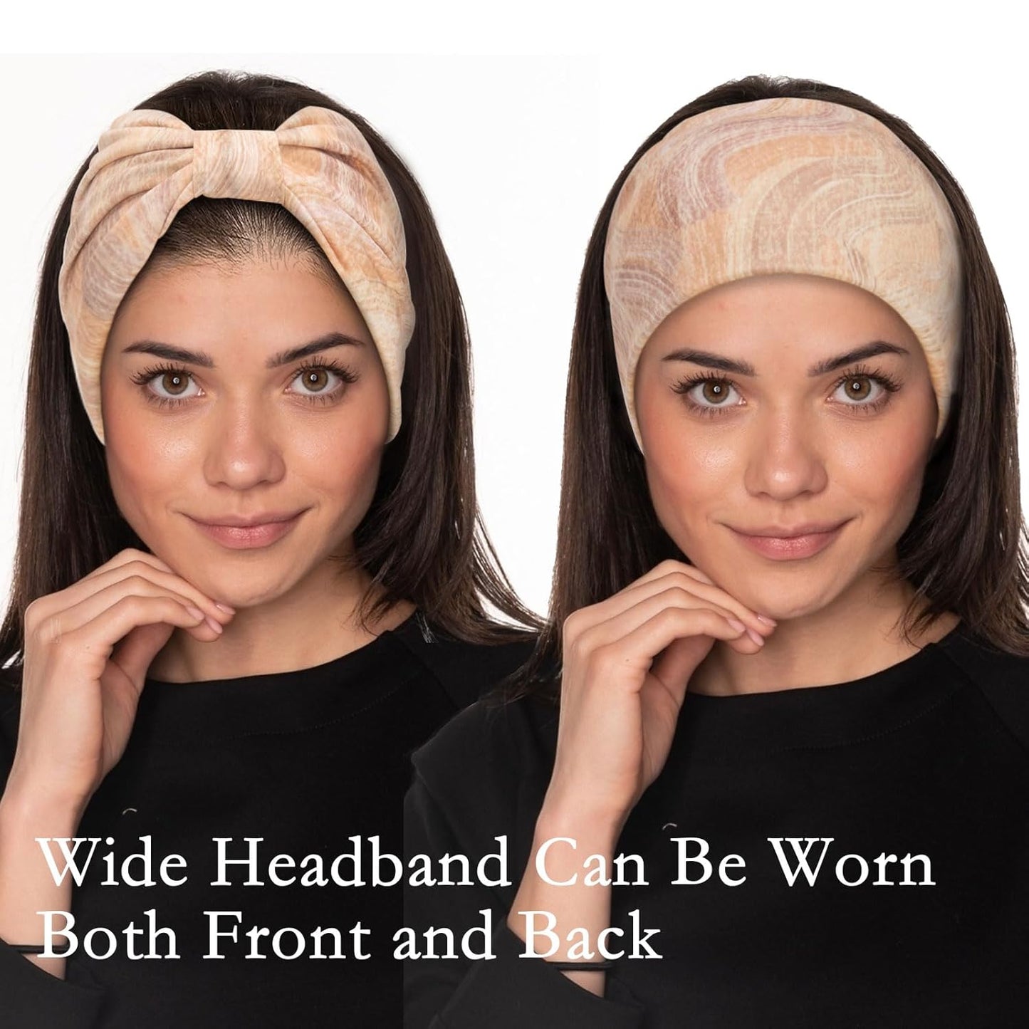 Cobahom 6Pcs Wide Headbands for Women Non Slip Soft Fabric Hair Wrap Boho Head Bands Elastic Sport Hair Bands for Workout Yoga Running (Natural Texture)