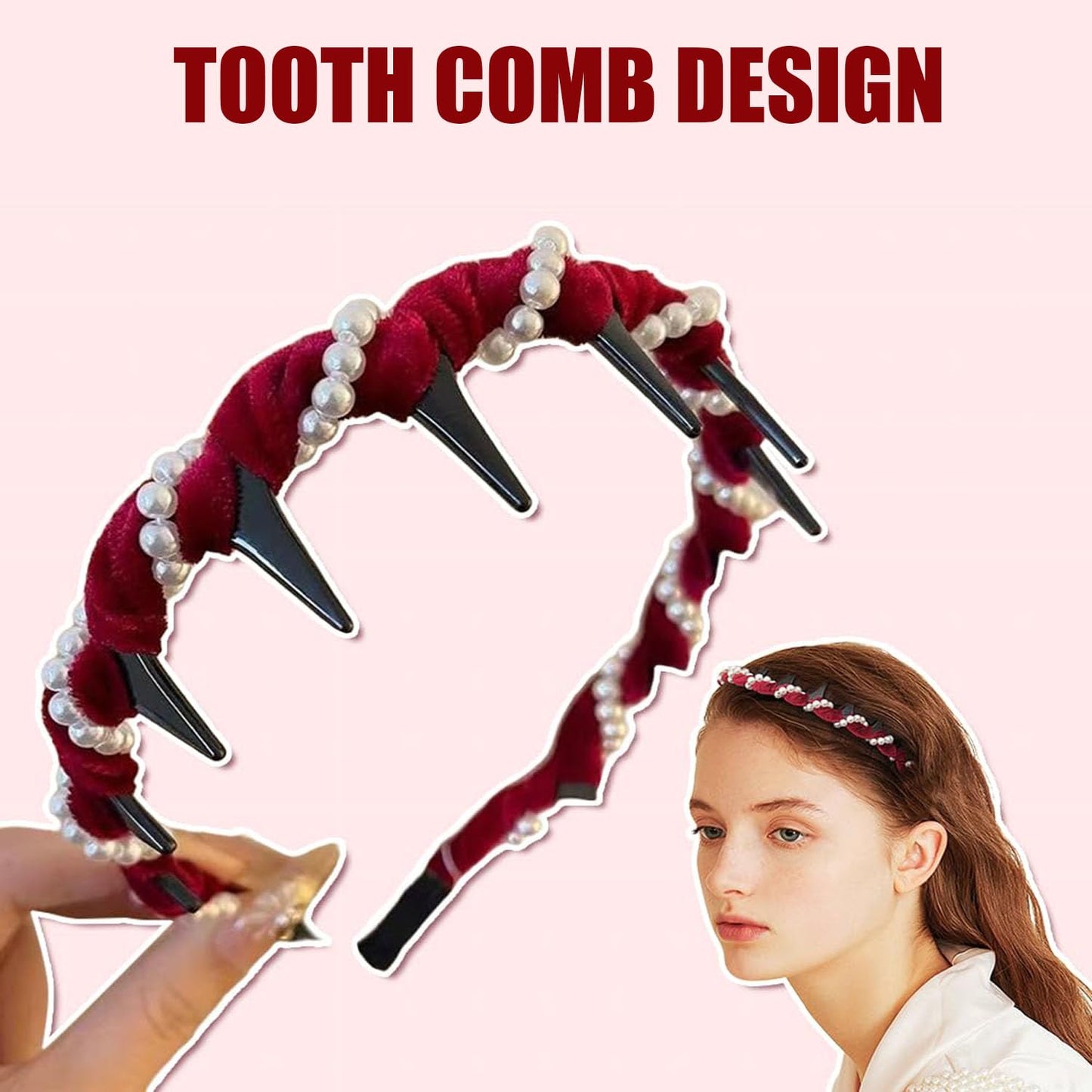 3 Pack Vintage High Cranium Artificial Hairband,Zig Zag Headbands,High Cranium Artificial Pearl Hairband,Earl Hairbands, Say Goodbye To Flat Hair Top For Women Girls(One Size)