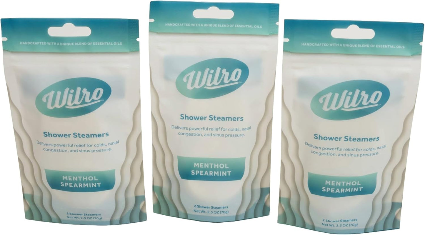 Wilro Soothing, Aromatic Shower Steamers, 3 Pack, Menthol Spearmint (6 Steamers)