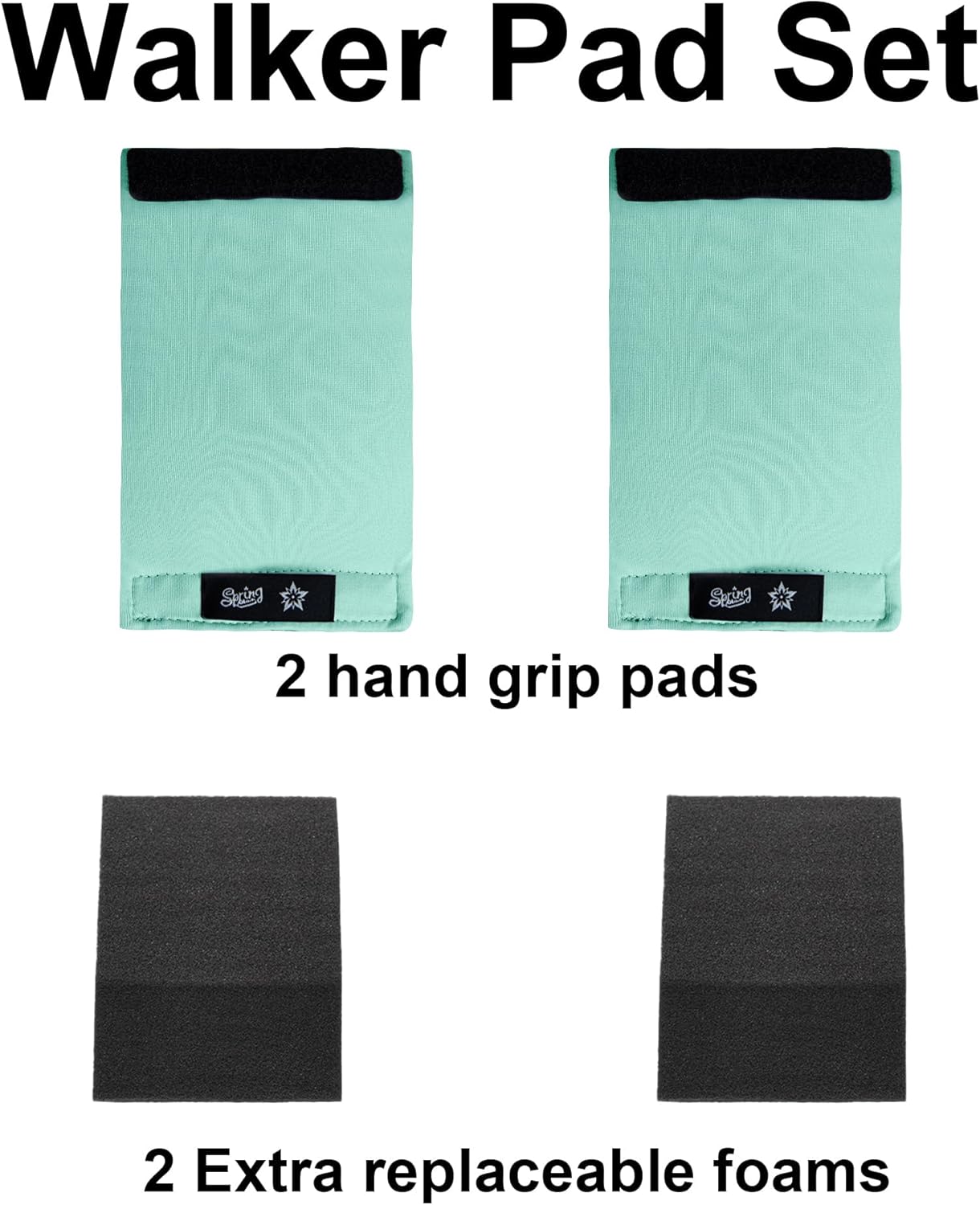 Universal Walker Hand Grip Padded Covers Non-Slip Cushion Foam for Folding Wheelchair Rollator Crutch Handle Pads 2-Pack Cyan