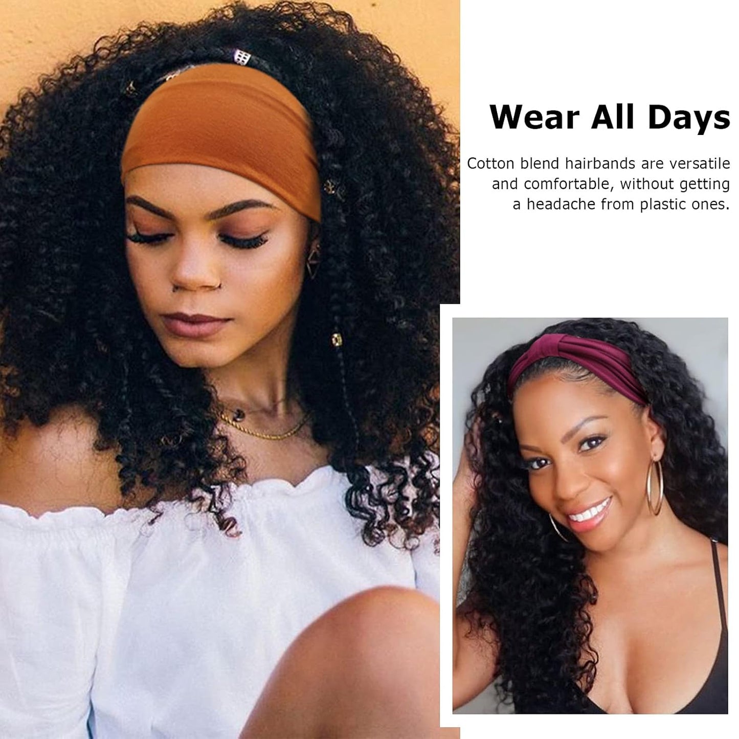 DRESHOW 4 Pack Turban Headbands for Women Wide Vintage Head Wraps Knotted Cute Hair Band Accessories