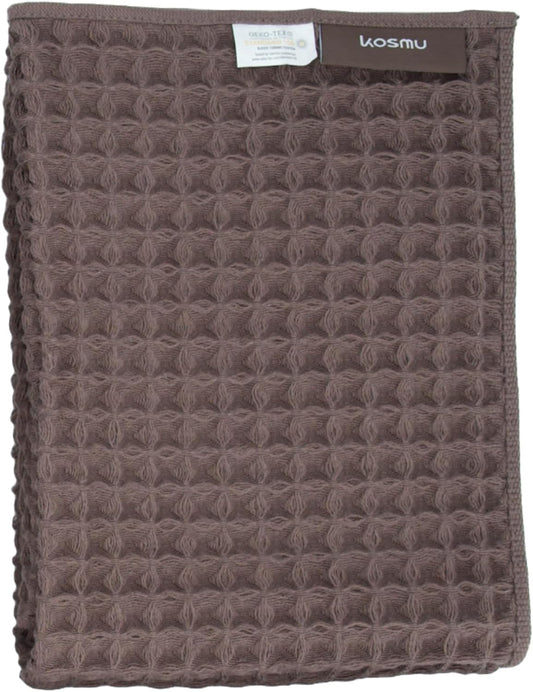 Luxury Japanese Cotton Waffle Bath Towel | Plush, Absorbent, and Quick Dry (Dark Cocoa, Hand Towel, 32" x 16")