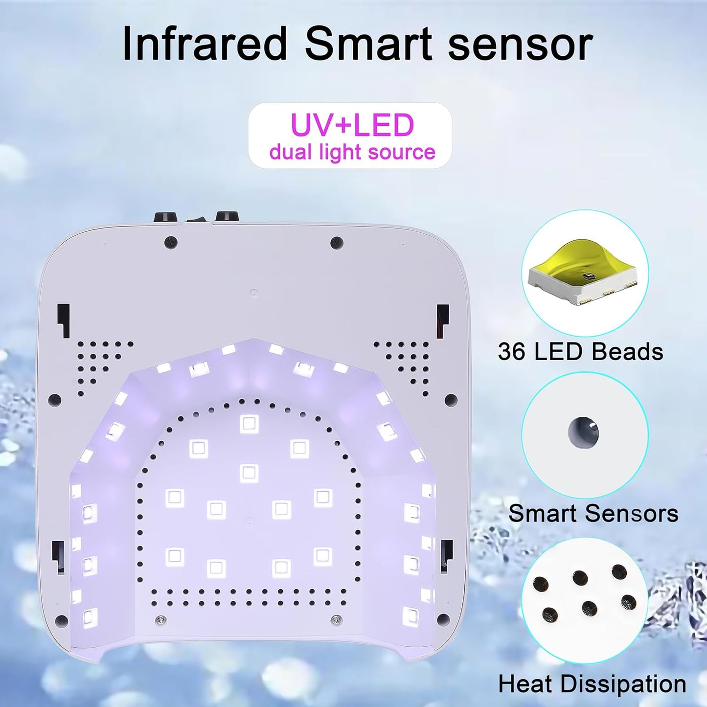 72W Cordless Led Nail Lamp, Rechargeable Nail Dryer, Portable Gel UV Led Nail Light with 4 Timer Setting Sensor, Professional Wireless Gel Nail Lights Nail Art Manicure Tools for Home and Salon