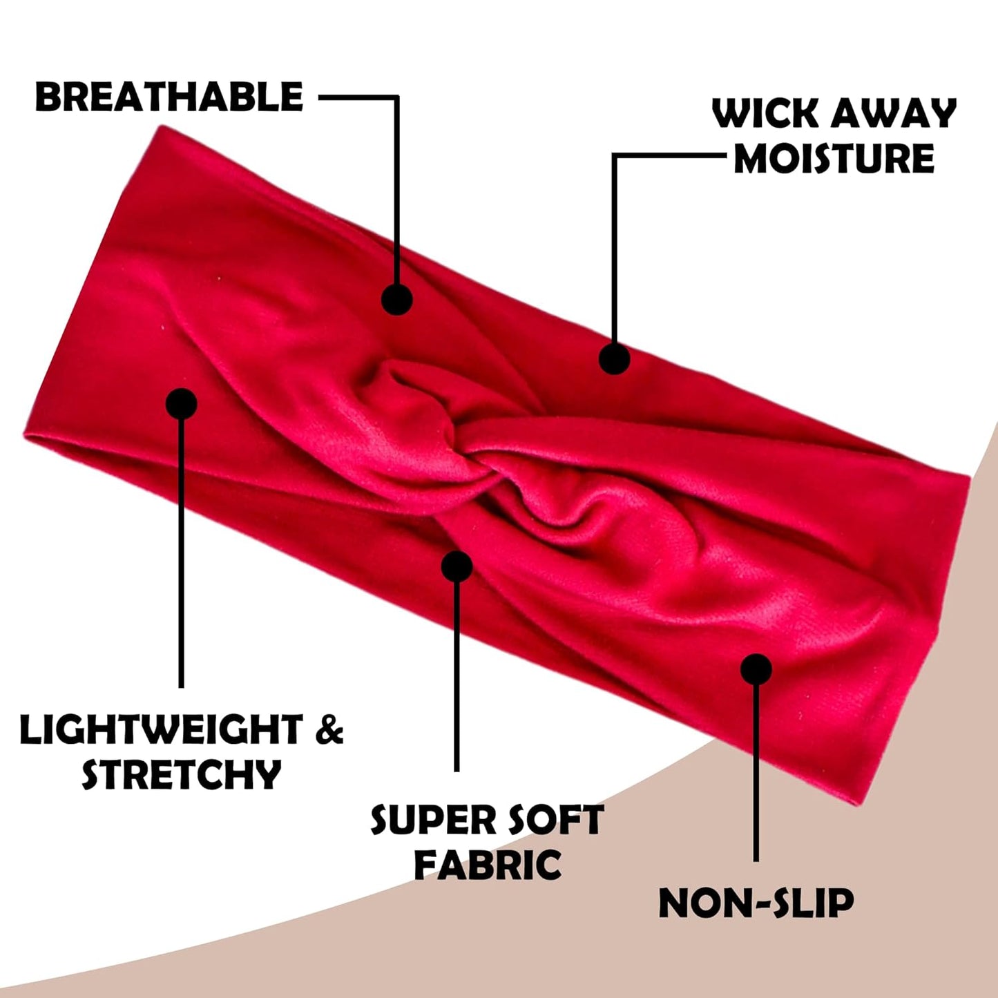 LOTUS78, Pack of 6 Wide Headbands for Women Non Slip, Fashionable Sports Hair Bands for Women's Hair, Soft Elastic Stretchy Head bands, Yoga Workout Headbands for Women Daily Fashion(Luxe)