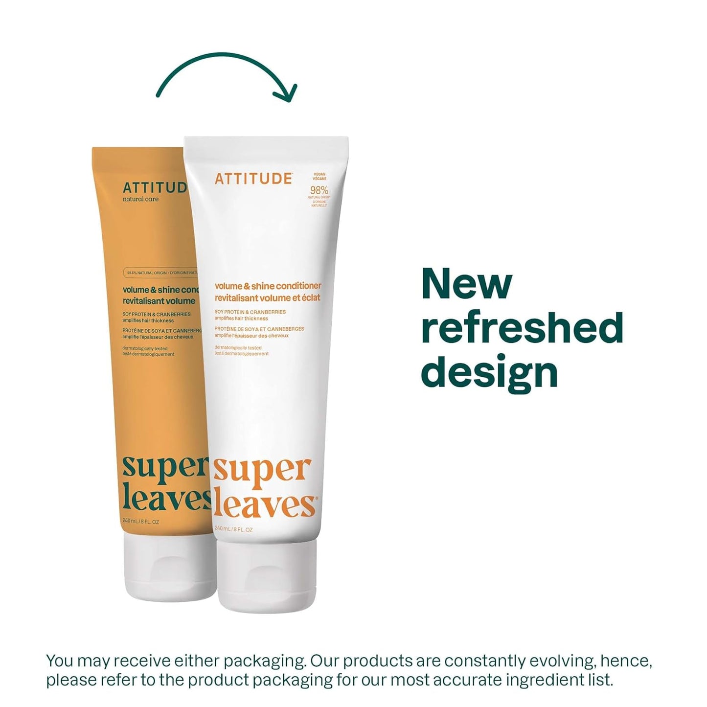 ATTITUDE Volume and Shine Hair Conditioner, For Thin Hair, Naturally Derived Ingredients, Vegan Detangler, Dermatologically Tested, Soy Protein & Cranberries, 8 Fl Oz