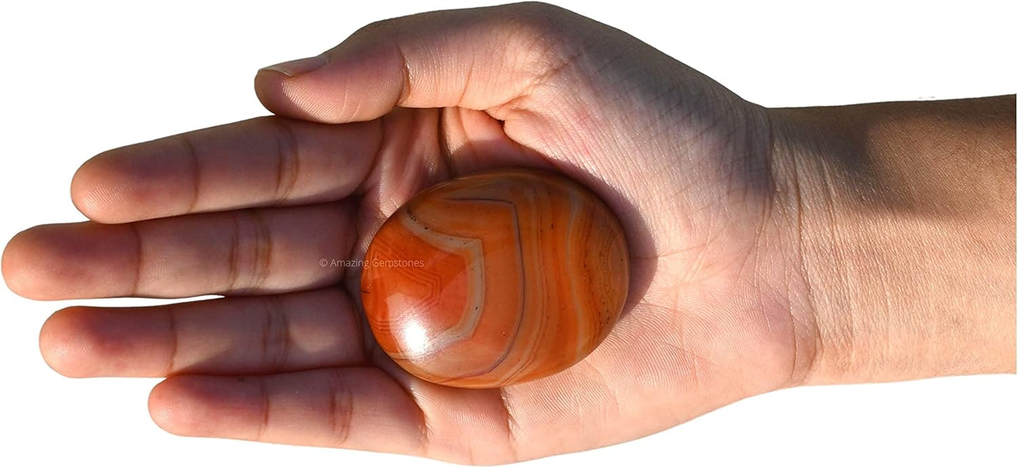 Amazing Gemstone Carnelian Crystals and Healing Stones - Large Palm Stone Crystals Piedra - Crystal for Good Luck, Balanced Positive Energy, Meditation - Unique Stocking Stuffers, Gifts for Women, Men