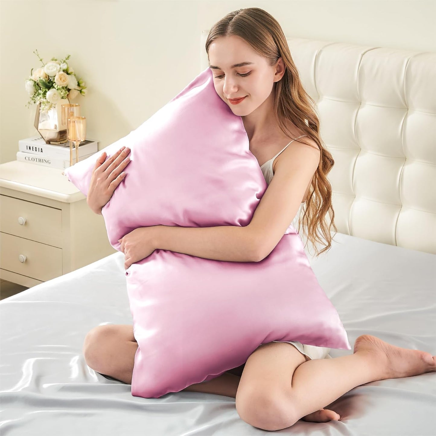 INFIIXSO Mulberry Silk Pillowcase for Hair and Skin, Silk Pillow Cases King Size with Hidden Zipper 20"x40", Extraordinary Smooth and Soft Cooling Pillow Cases for Hot Sleepers(Pink, 1 Pack)