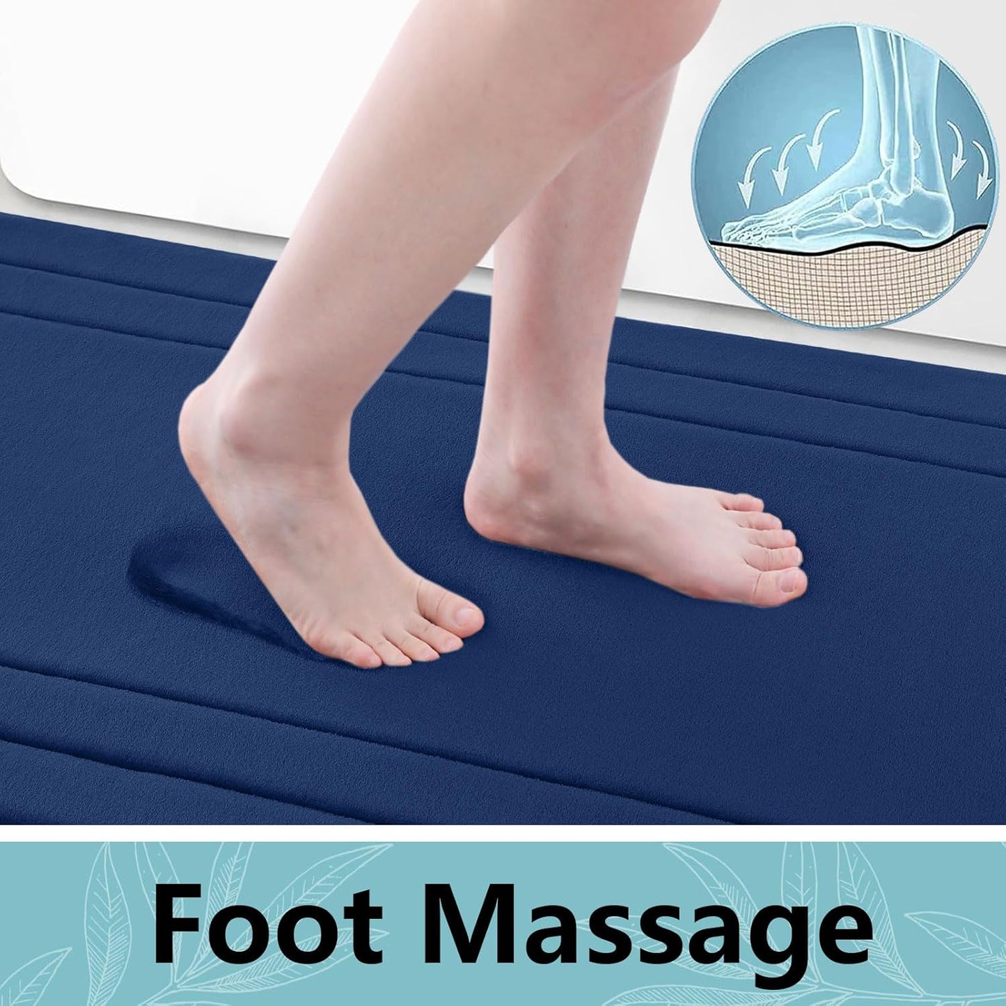 Arotive Memory Foam Bathroom Rug Mat 36x24, Ultra Soft and Absorbent Bath Mat, Machine Wash Dry, Comfortable Bath Rug Carpet for Bathroom Floor, Tub and Shower, Navy