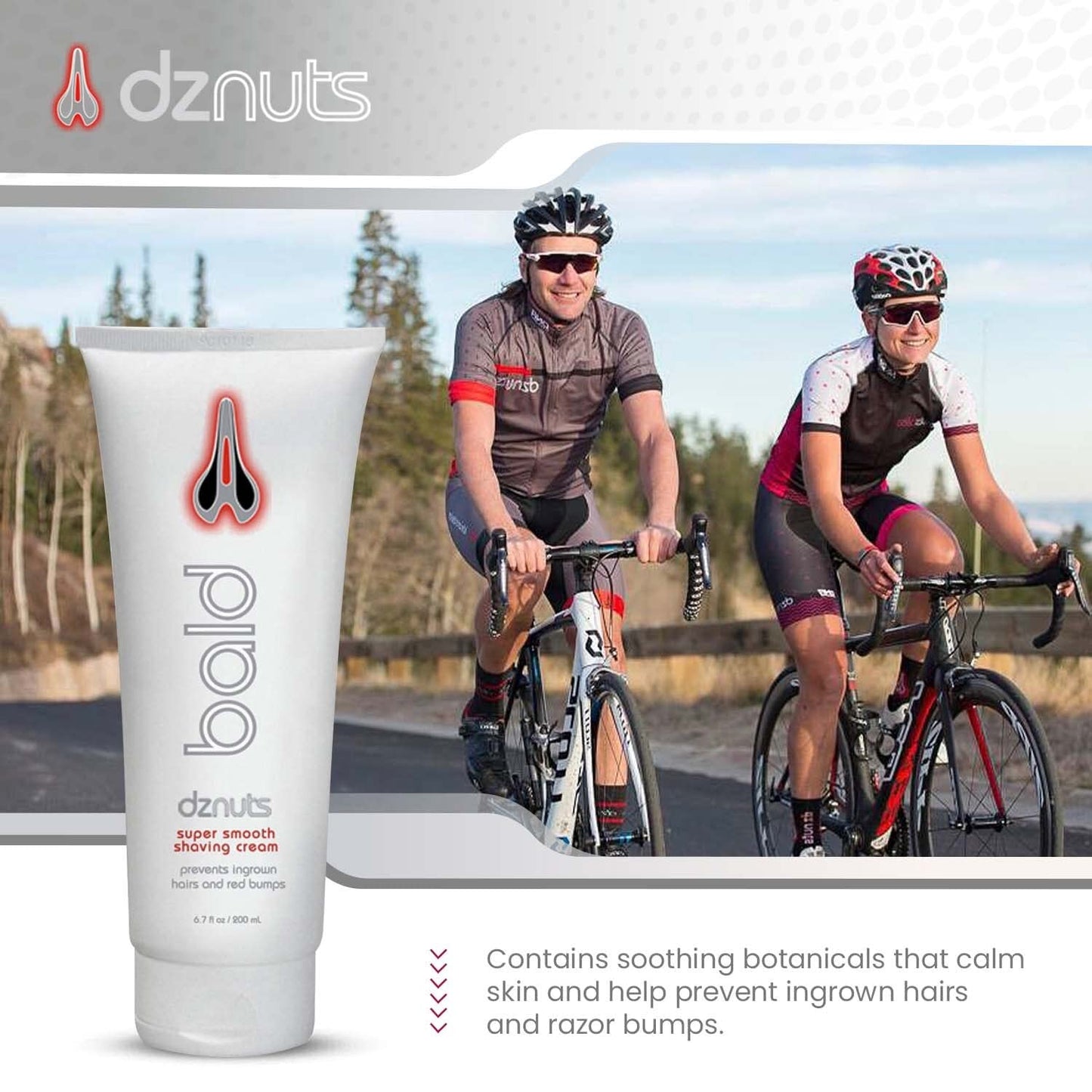 dznuts - Bald Super Smooth Shaving Cream - Prevents Ingrown Hairs and Razor Bumps, Cooled and Moisturized Skin - 6.7 fl. oz, 1 Pack