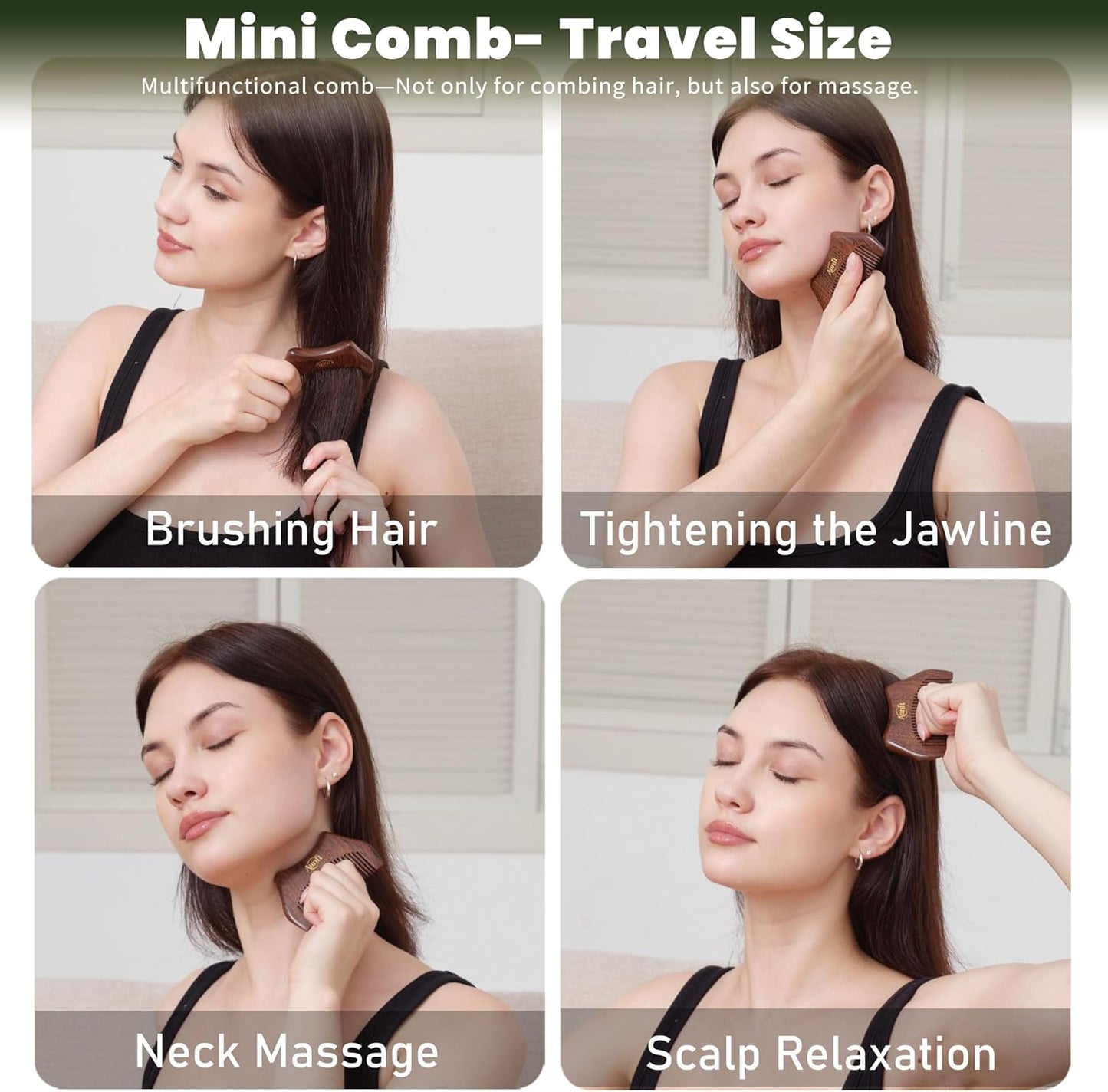 Scalp Massager Brush & Gua Sha Tool Set - Wooden Comb for Scalp Stimulation, Facial Massage & Relaxation, Handcrafted Natural Self-Care Gift Set with Storage Bag, King Wood