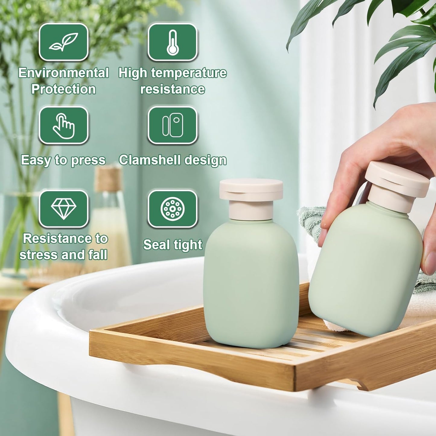 3.4 oz Small Plastic Travel Shampoo Bottles, Empty Plastic Squeeze Bottles with Flip Cap for Toiletries, Leakage-proof Travel Shampoo and Conditioner Bottles