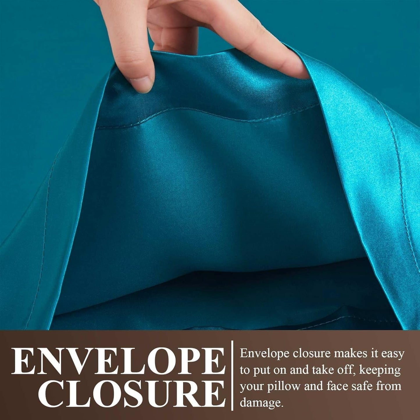 Juwenin Bedding,Super Soft and Luxury Silky Satin Pillowcase (Silky Satin Pillow Case for Hair) (Teal, Body)