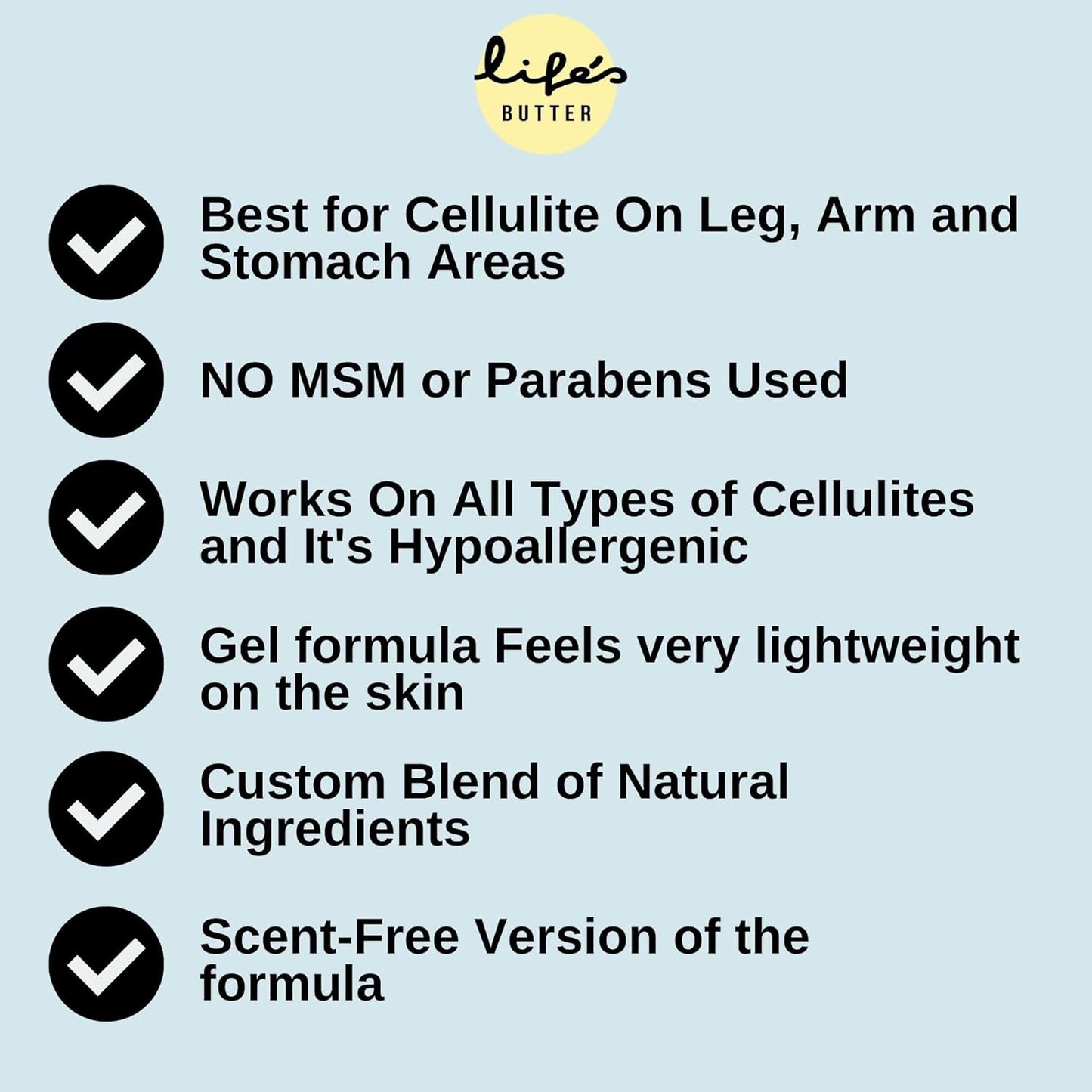 Life's Butter Anti-Cellulite Cream with L-Carnitine, Coenzyme Q10 | Skin Smoothening Natural Product | Fights Cellulite and Stretch Marks | 6 fl oz (Scent-Free) + Dry Brush