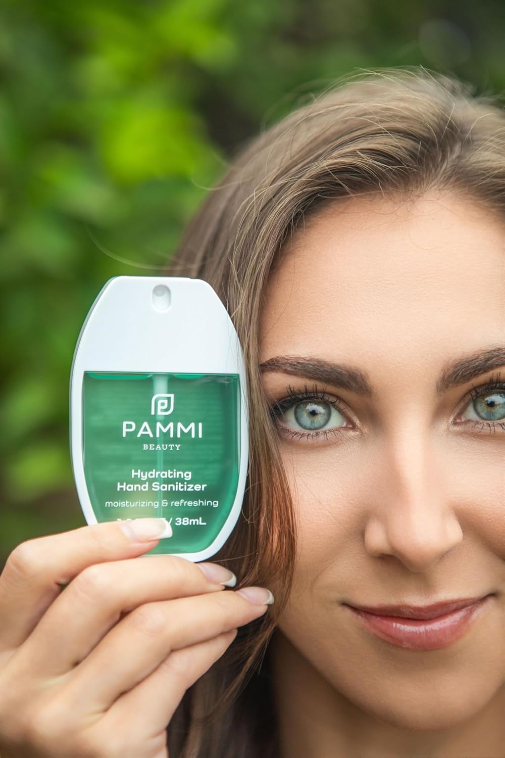 PAMMI Power Mist Hydrating Hand Sanitizer Spray, Portable Travel Size Pocket Hand Sanitizer, Scented Handsanitizer Mini Spray For Car - 600 Sprays (2 Pack (Aloevera, Peach))